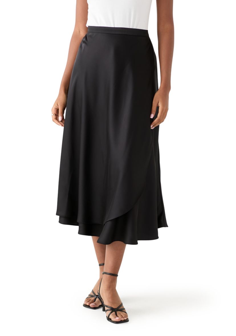 Womens Satin Midi Skirt