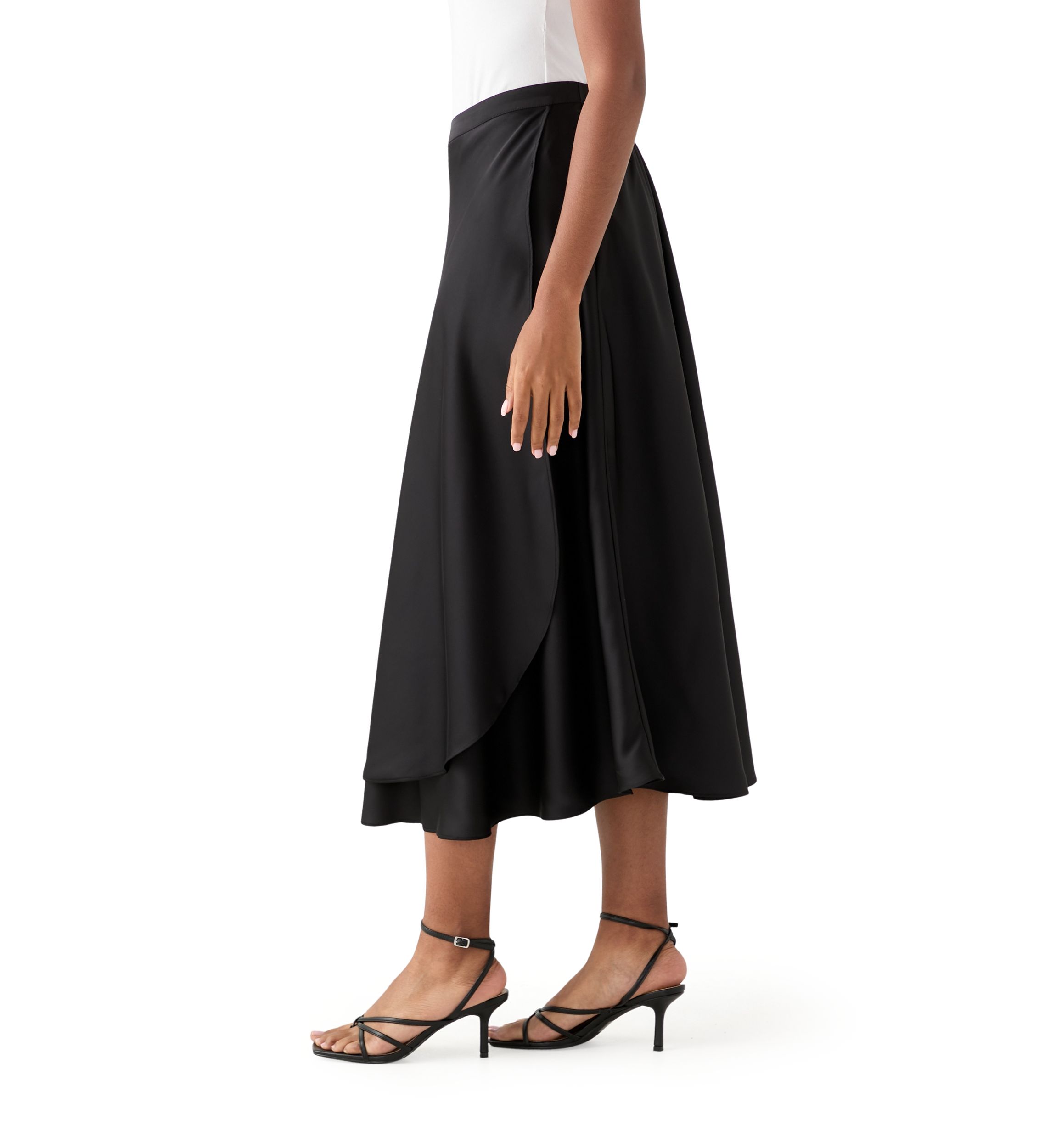 Womens Satin Midi Skirt