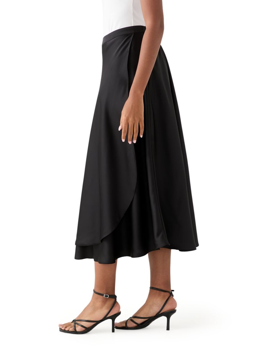 Womens Satin Midi Skirt