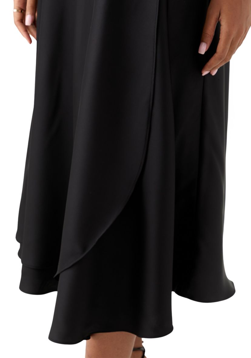 Womens Satin Midi Skirt