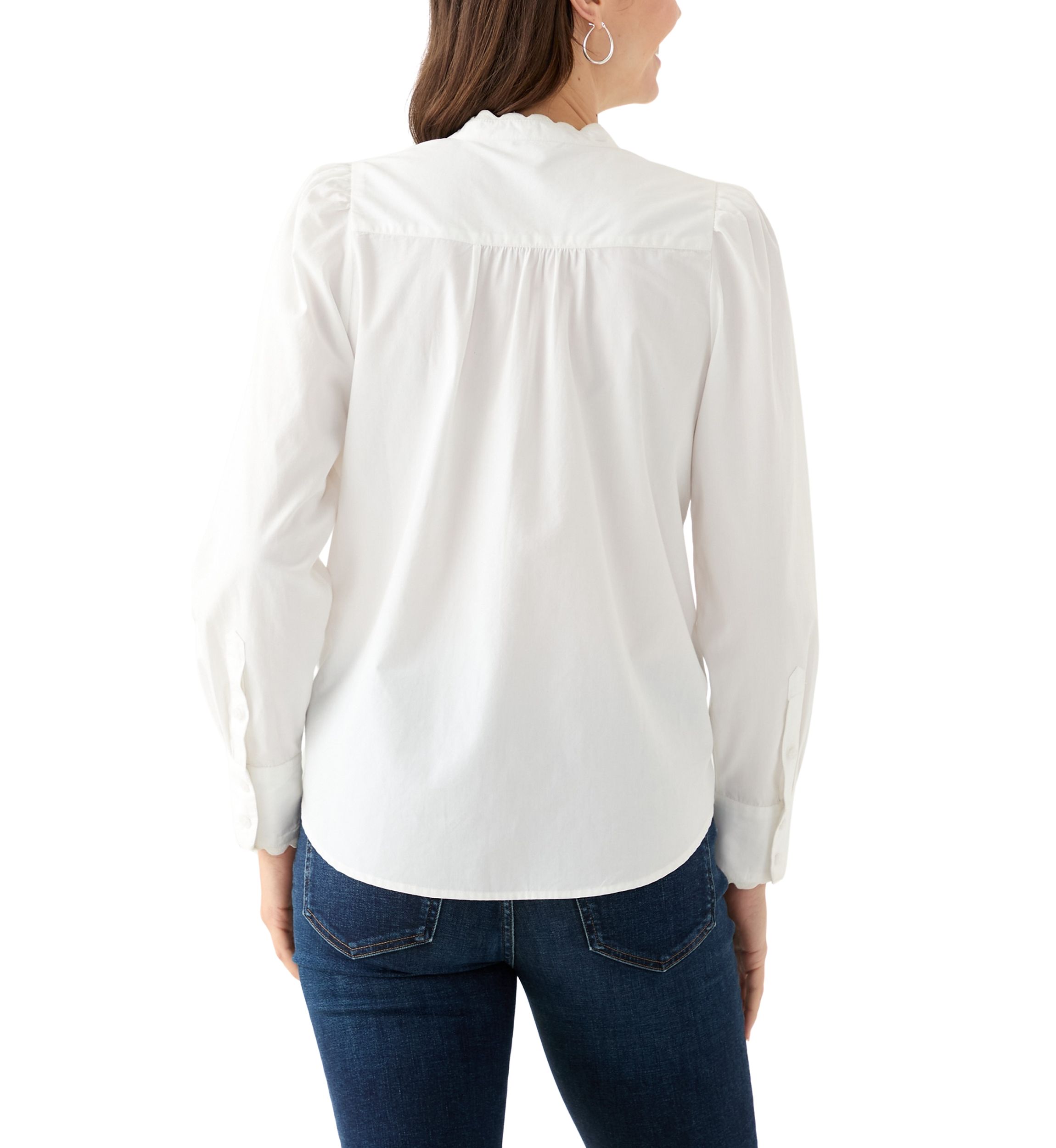 Womens Long Puff Sleeve Button Down Top