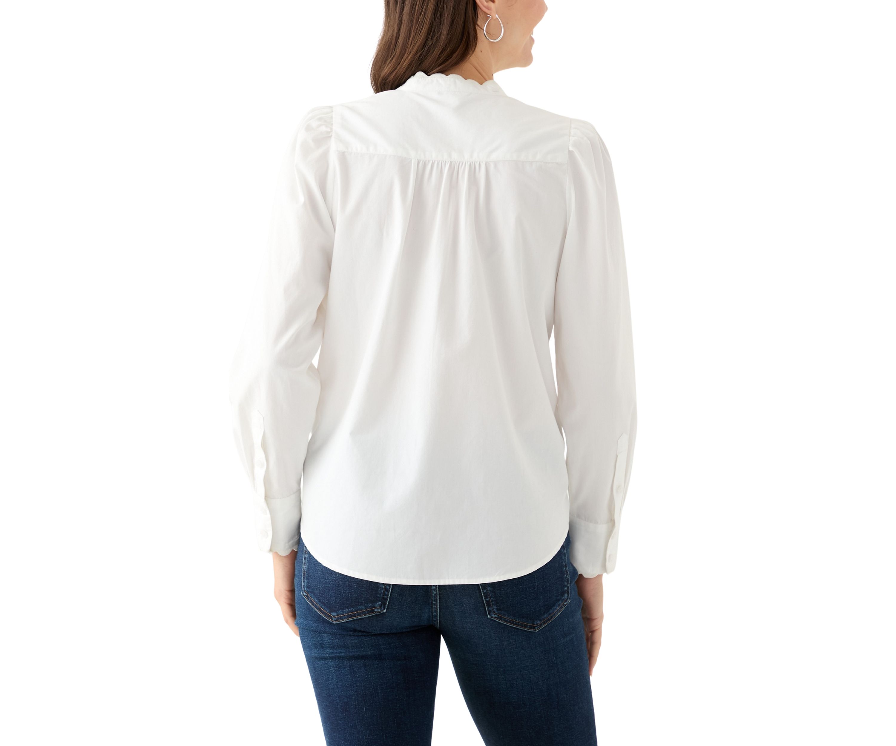 Womens Long Puff Sleeve Button Down Top