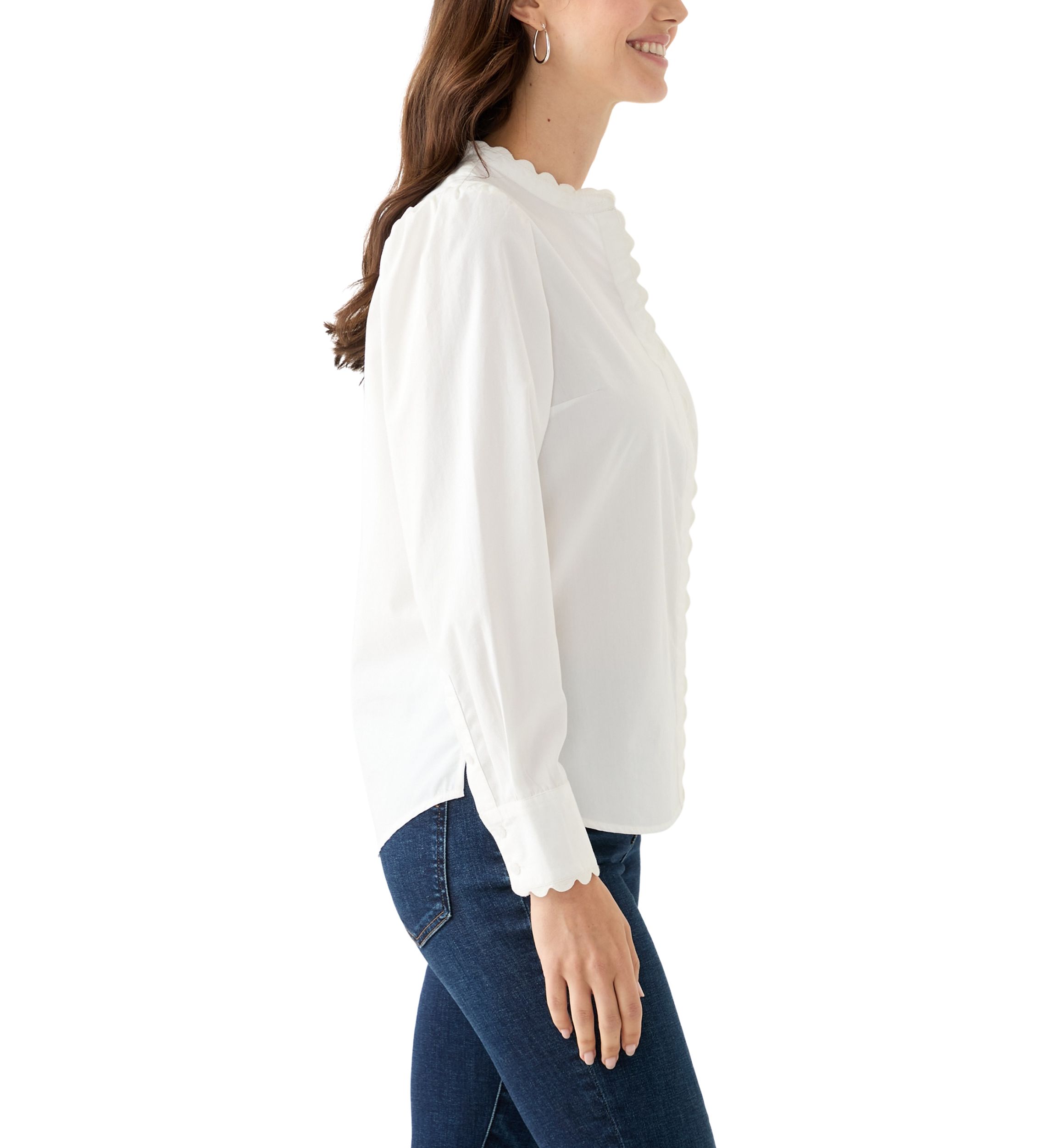 Womens Long Puff Sleeve Button Down Top