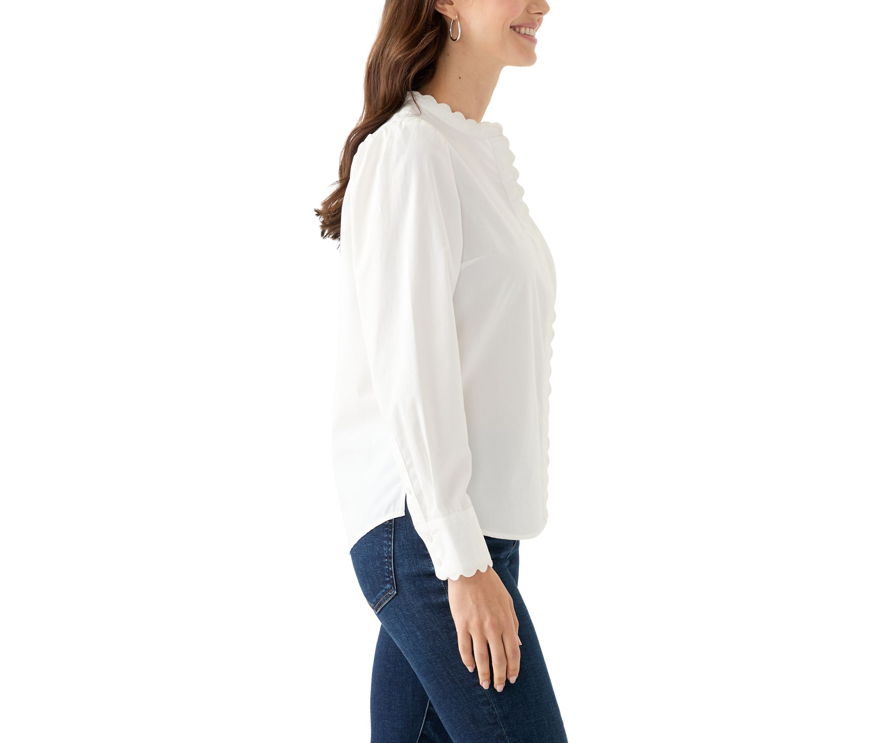Womens Long Puff Sleeve Button Down Top