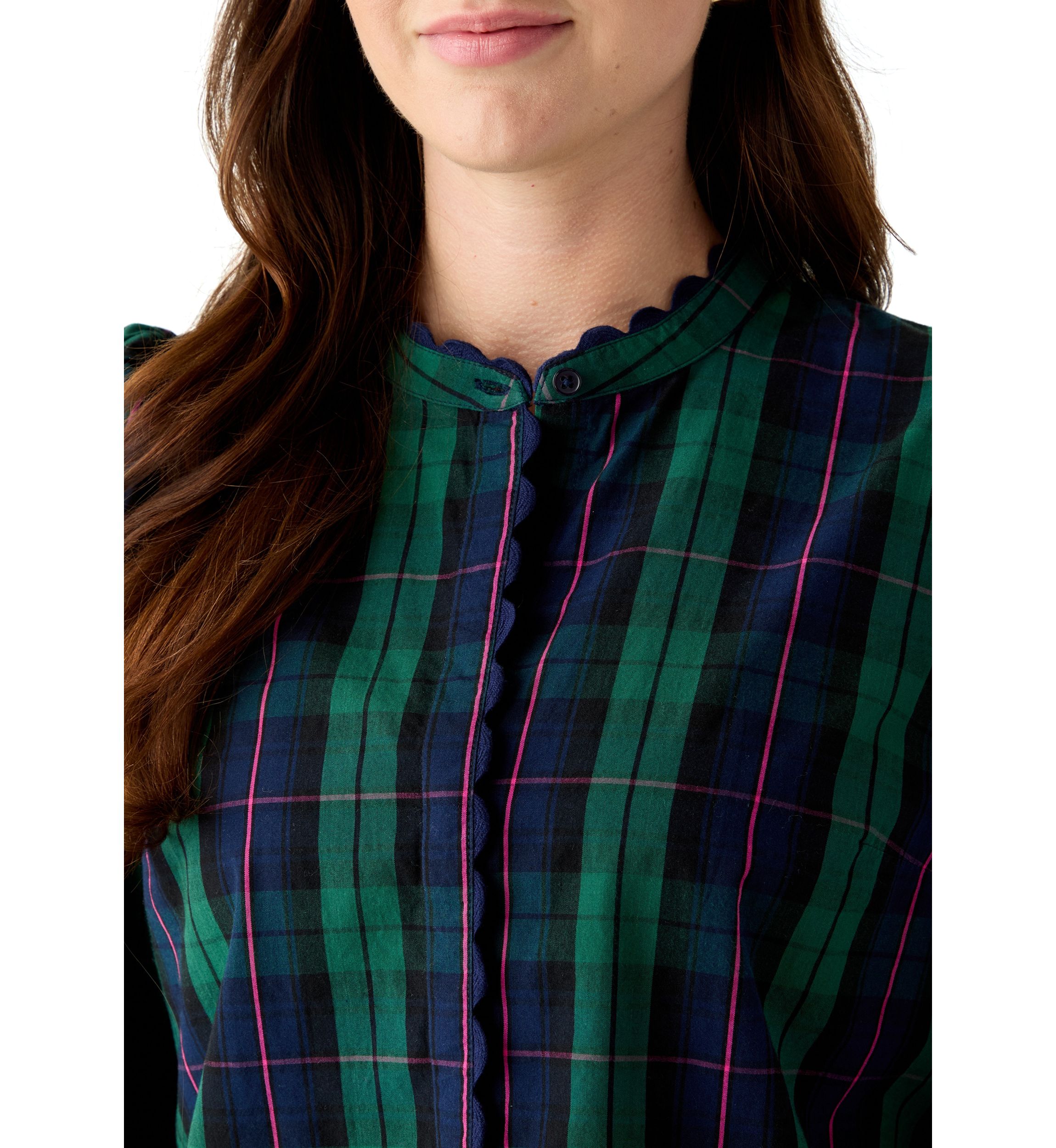 Womens Long Sleeve Puff Button-Down Top