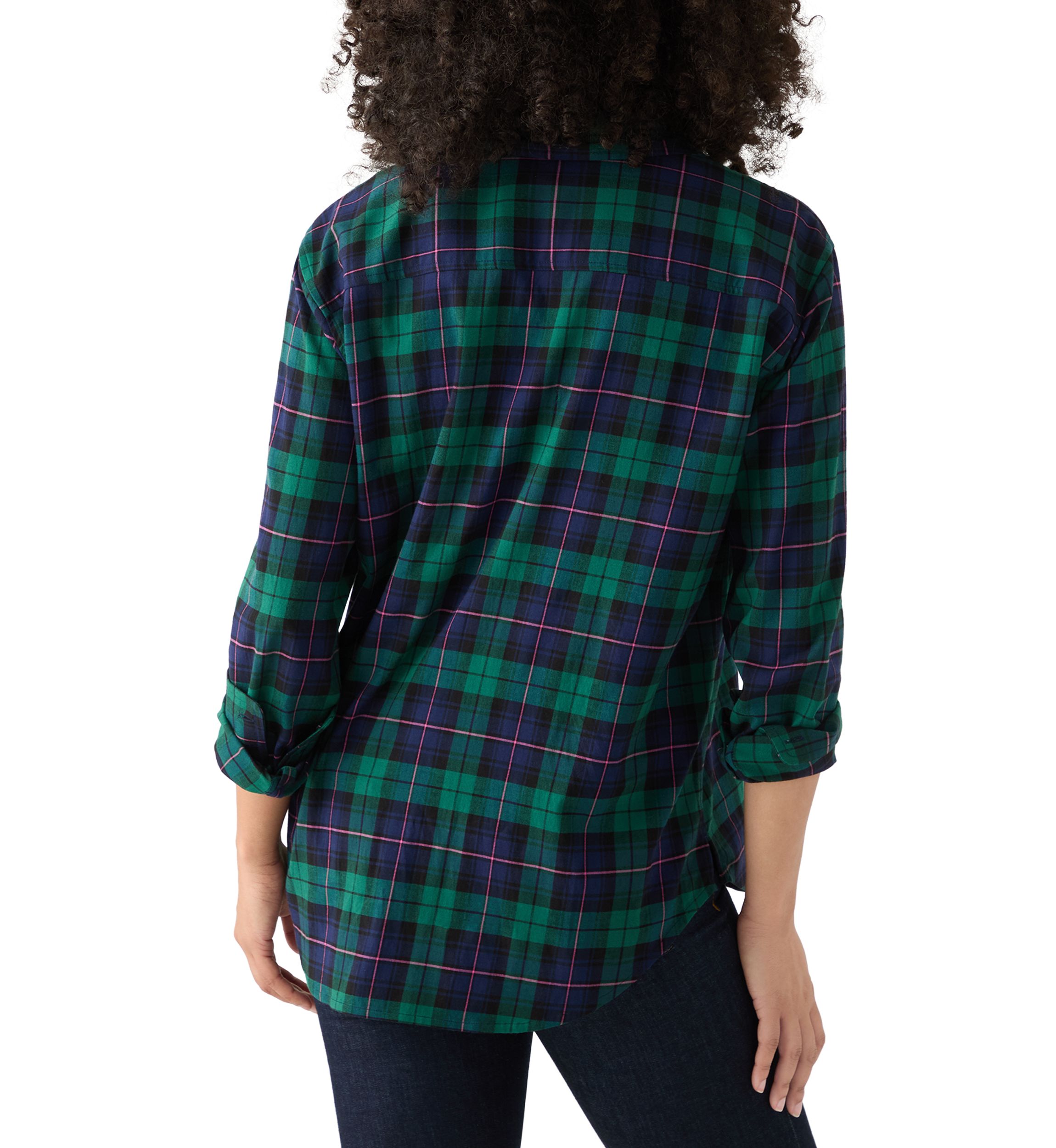 Womens Long Sleeve Flannel Button Front Shirt