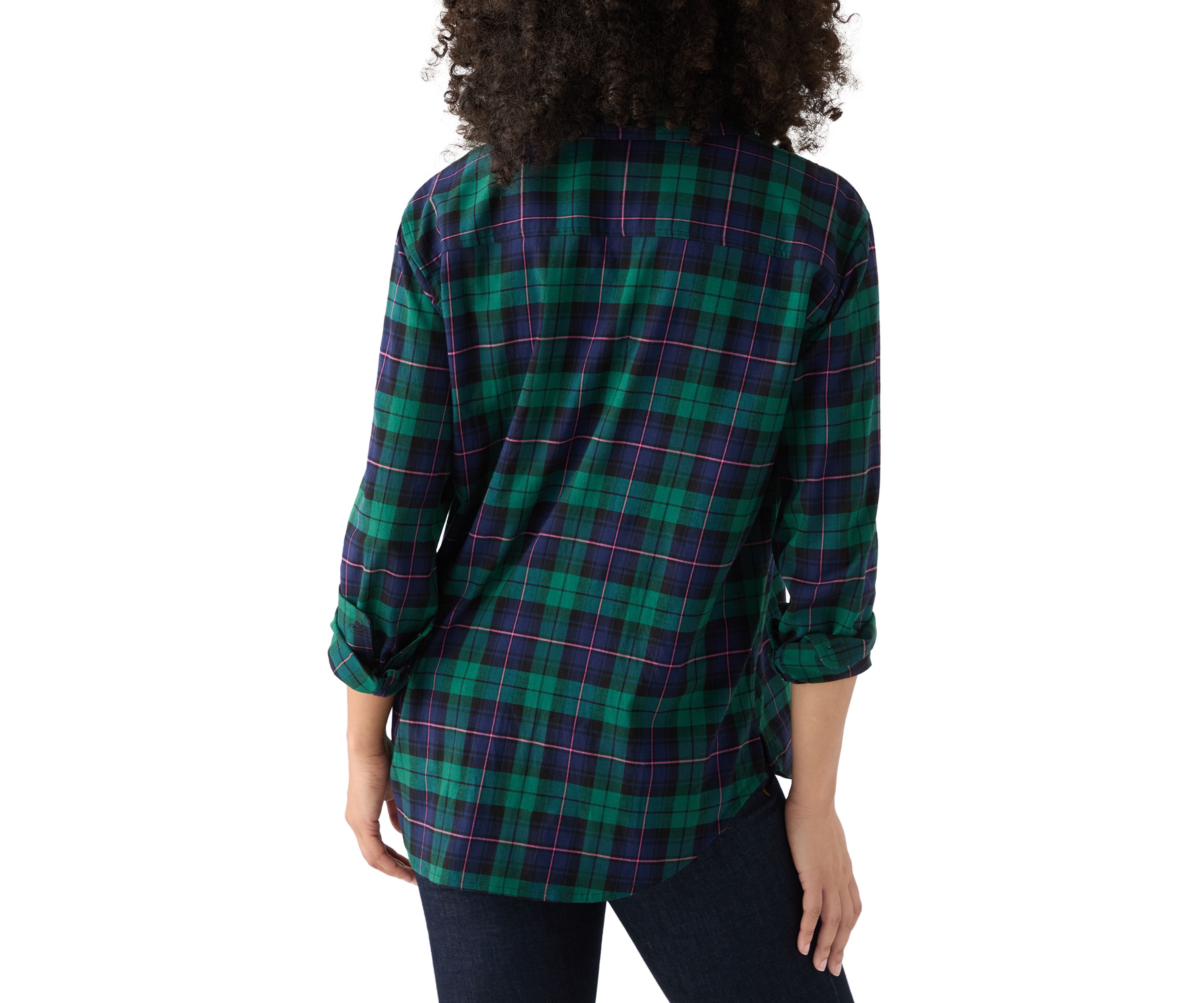 Womens Long Sleeve Flannel Button Front Shirt