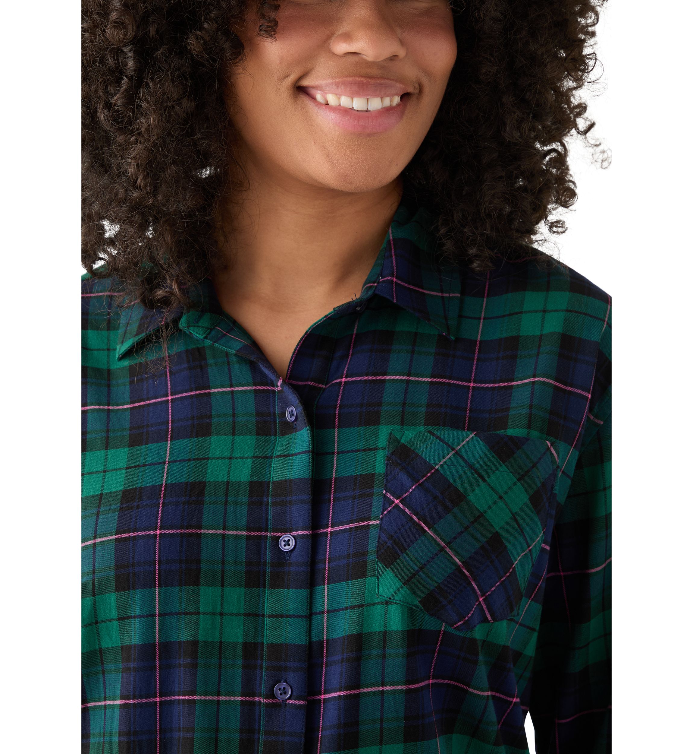 Womens Long Sleeve Flannel Button Front Shirt