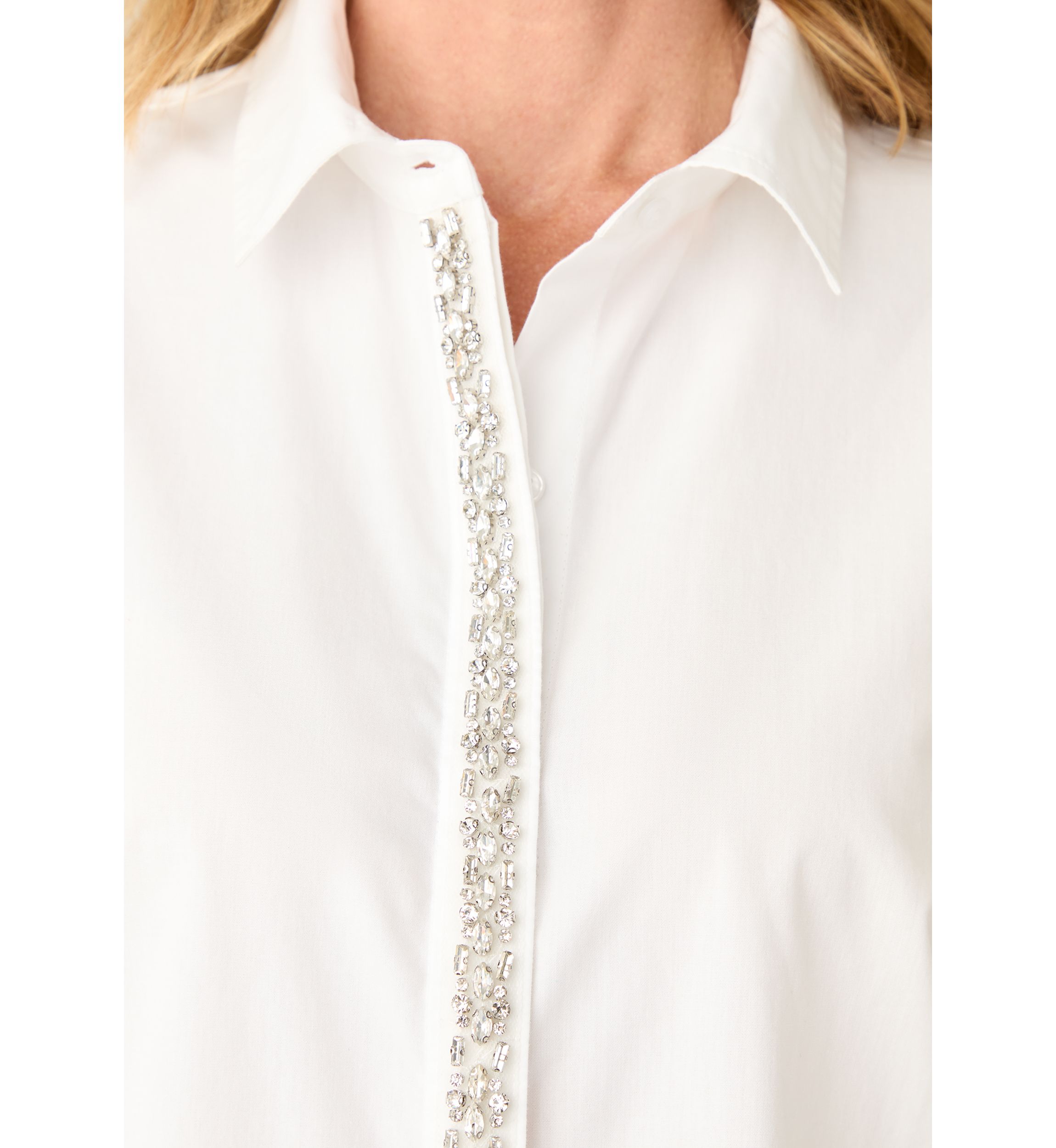 Womens Embellished Button Up Top