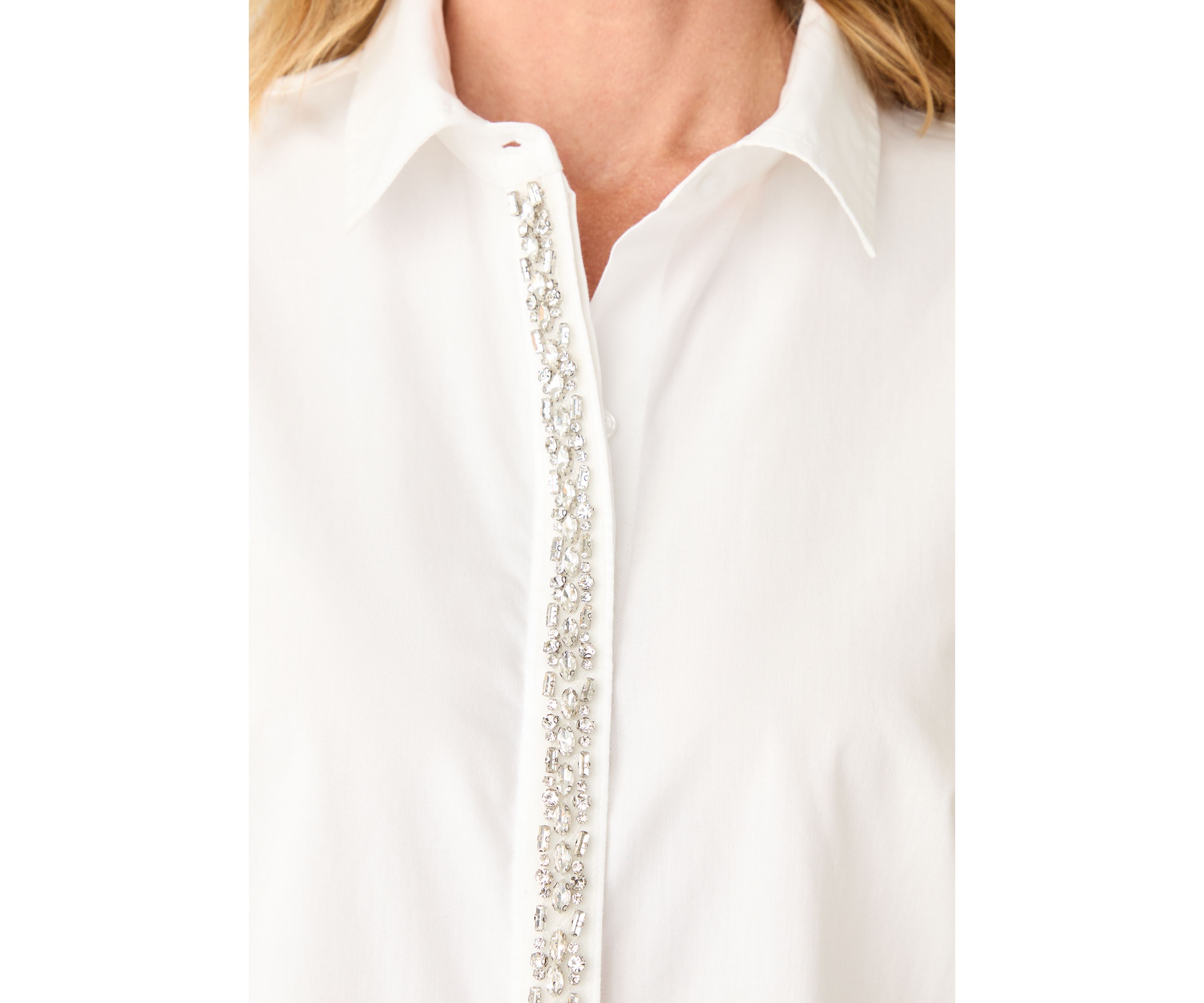 Womens Embellished Button Up Top