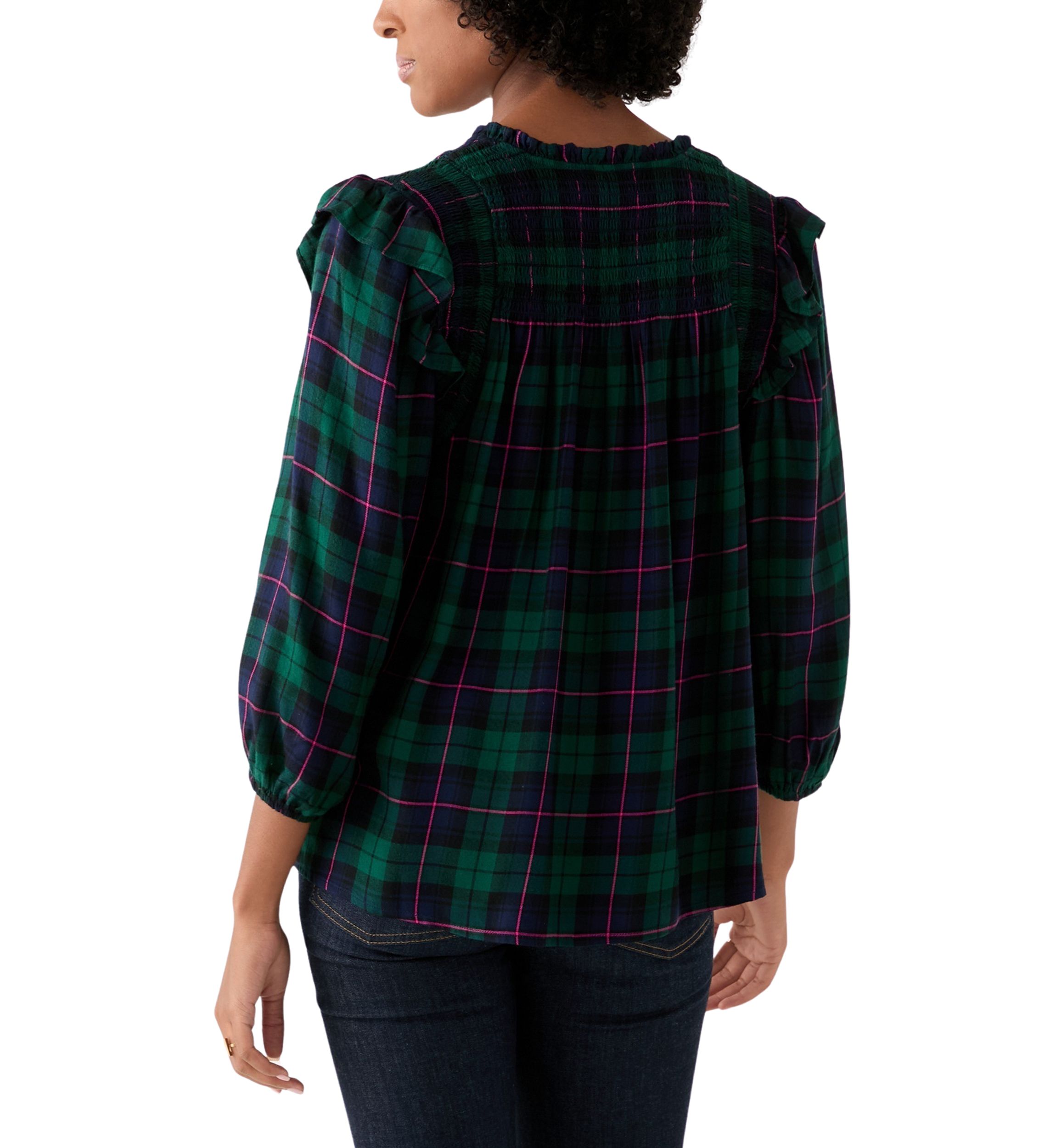 Womens Smoked Split Neck Top