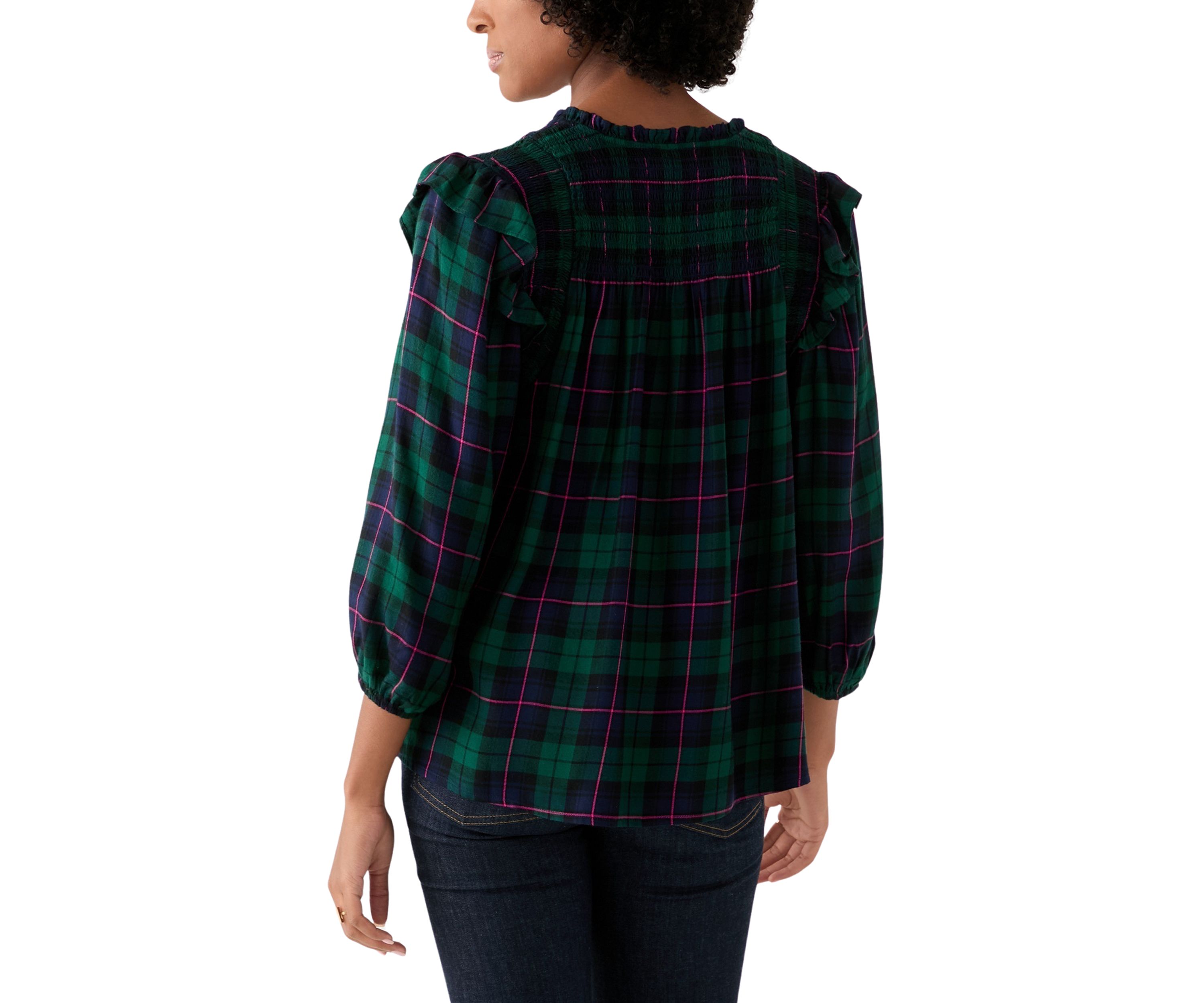 Womens Smoked Split Neck Top