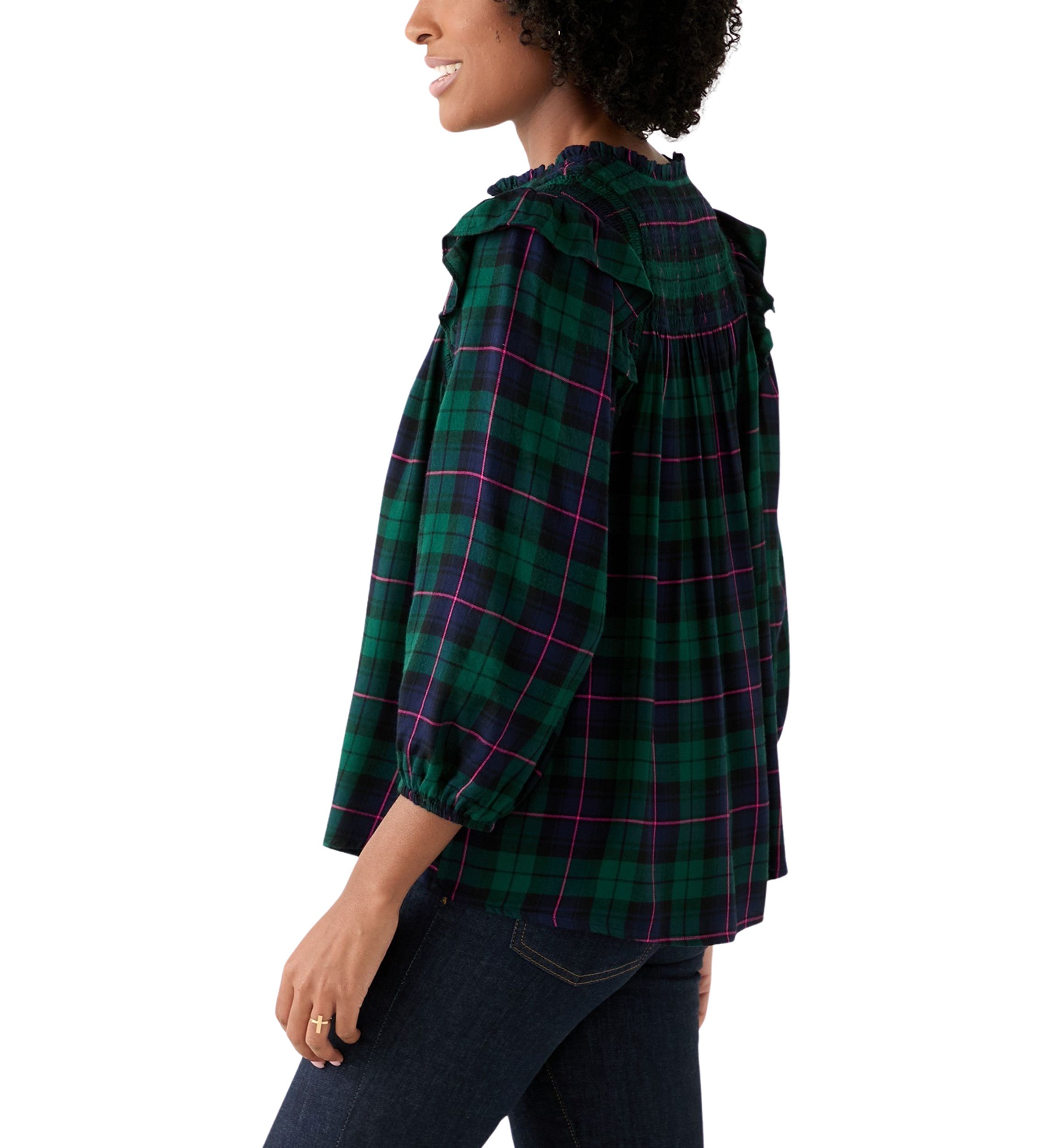 Womens Smoked Split Neck Top