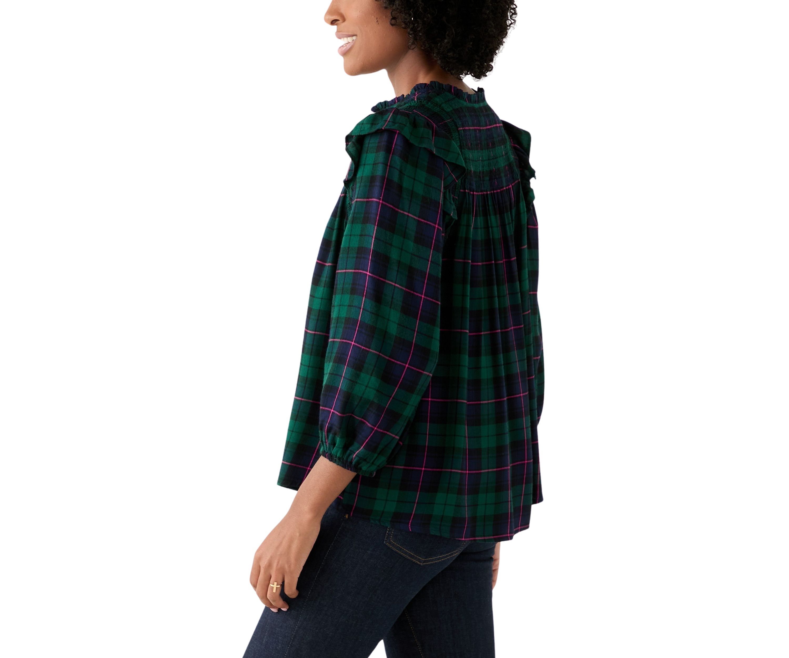 Womens Smoked Split Neck Top