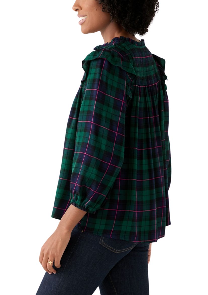 Womens Smoked Split Neck Top