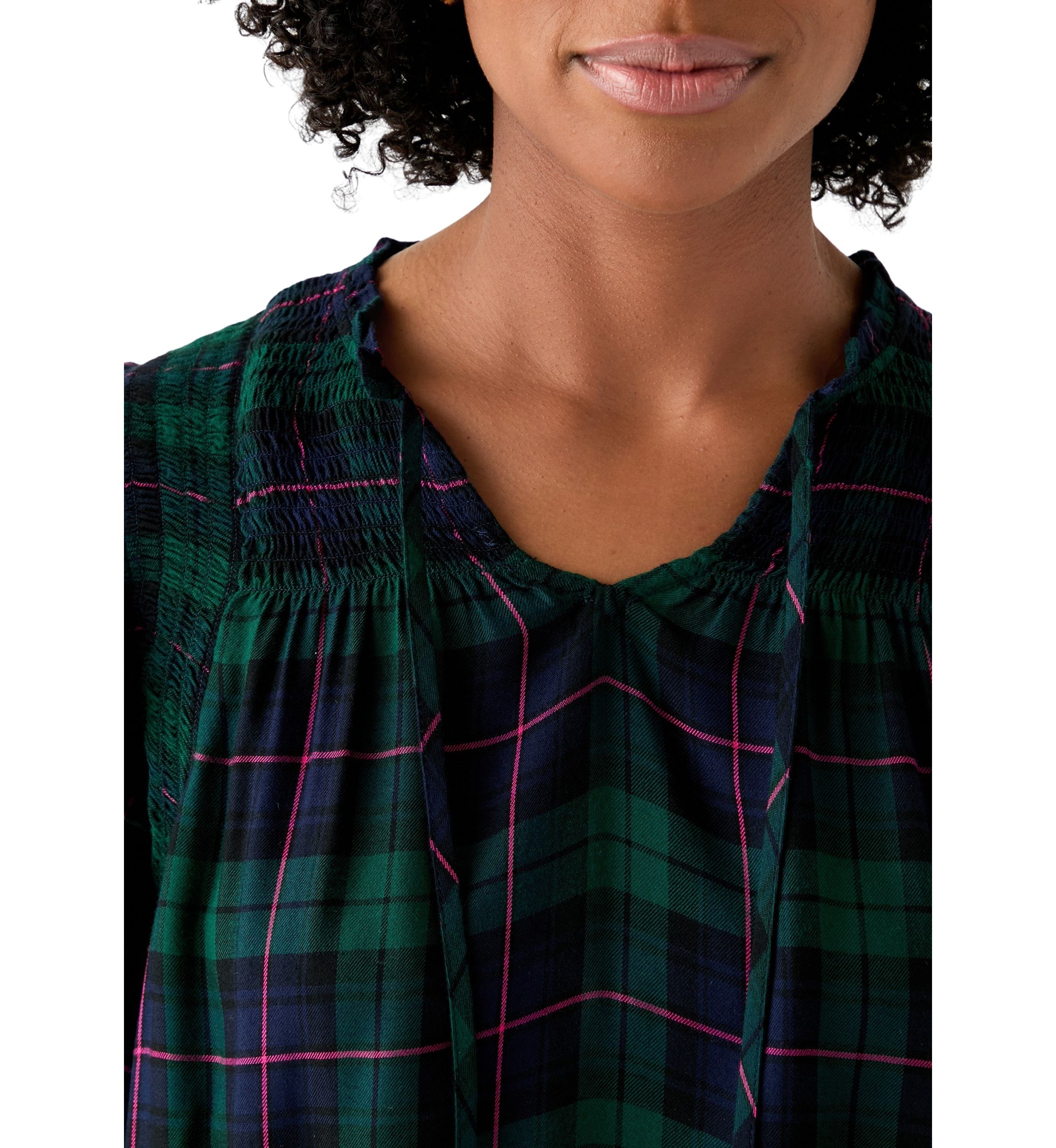 Womens Smoked Split Neck Top