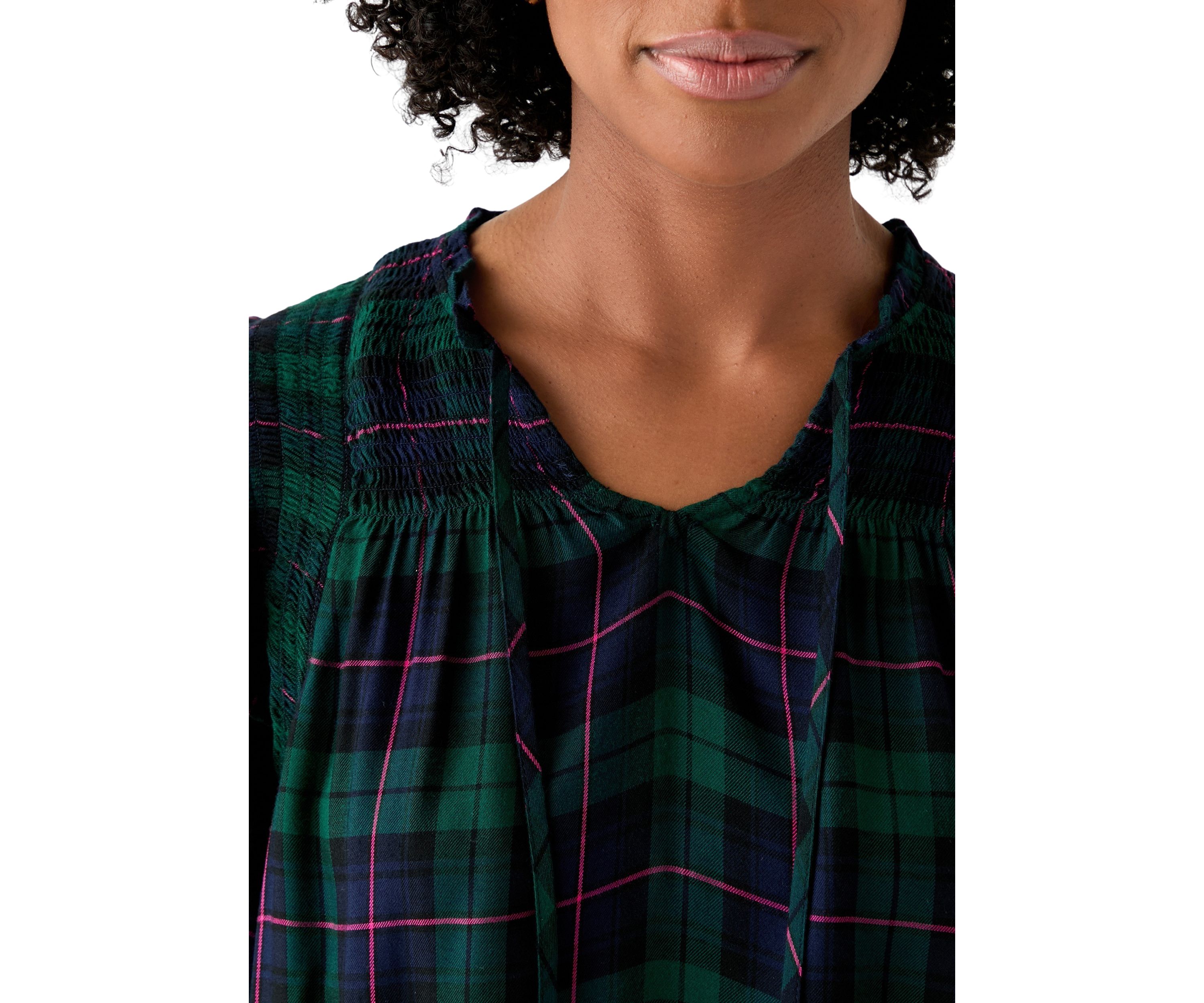 Womens Smoked Split Neck Top