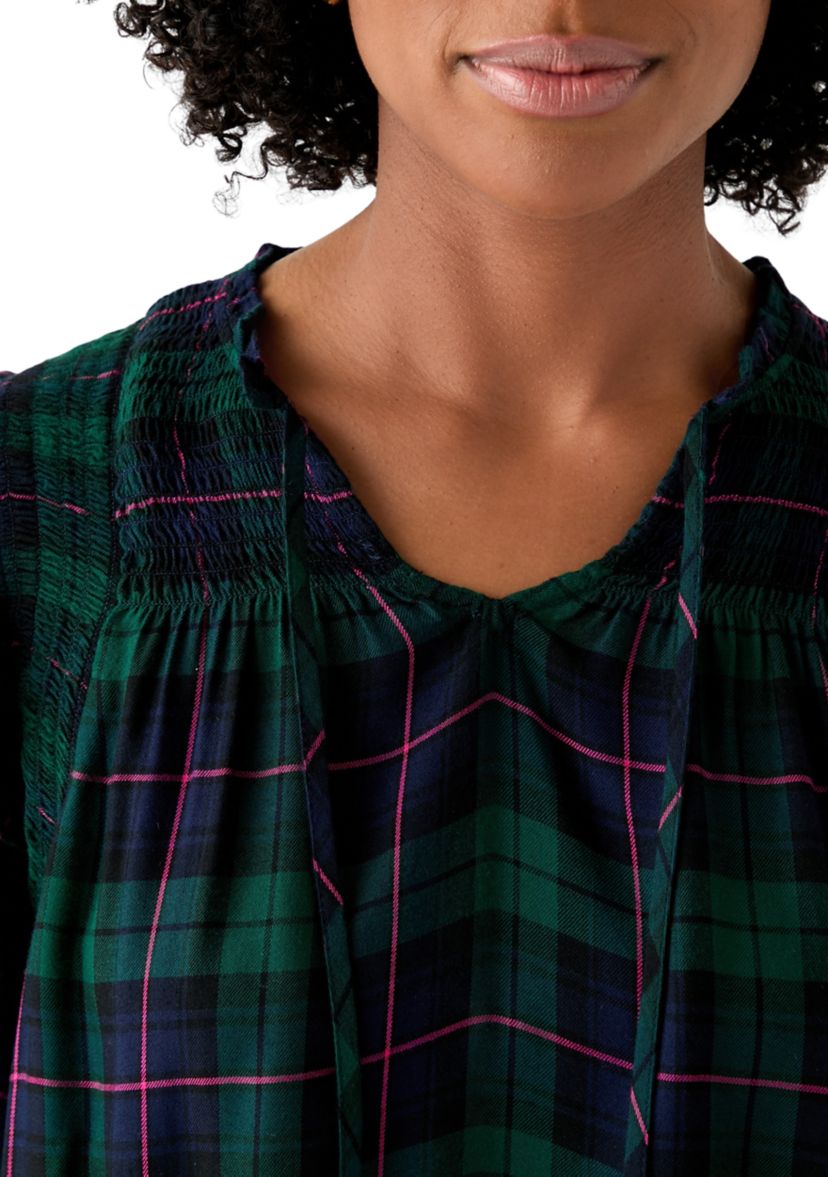 Womens Smoked Split Neck Top