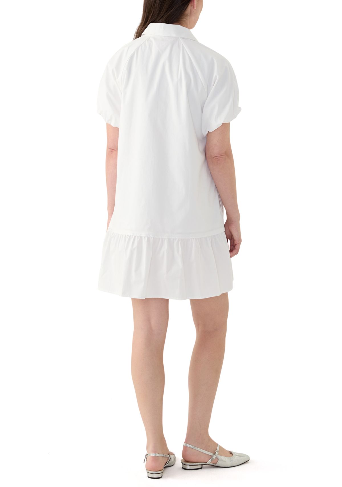 Womens Flounce Hem Shirtdress