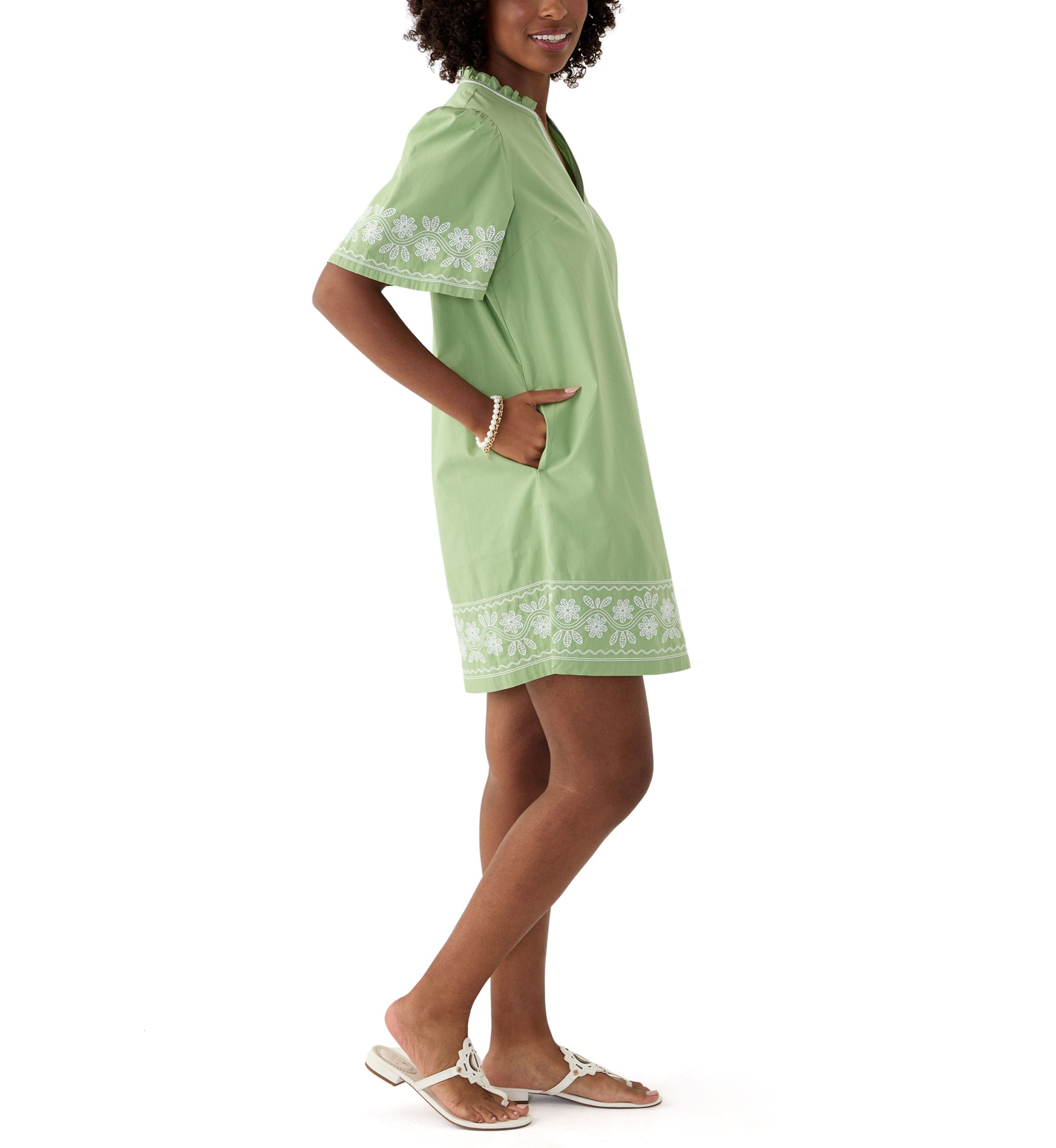 Womens Embroidered Mini Dress
