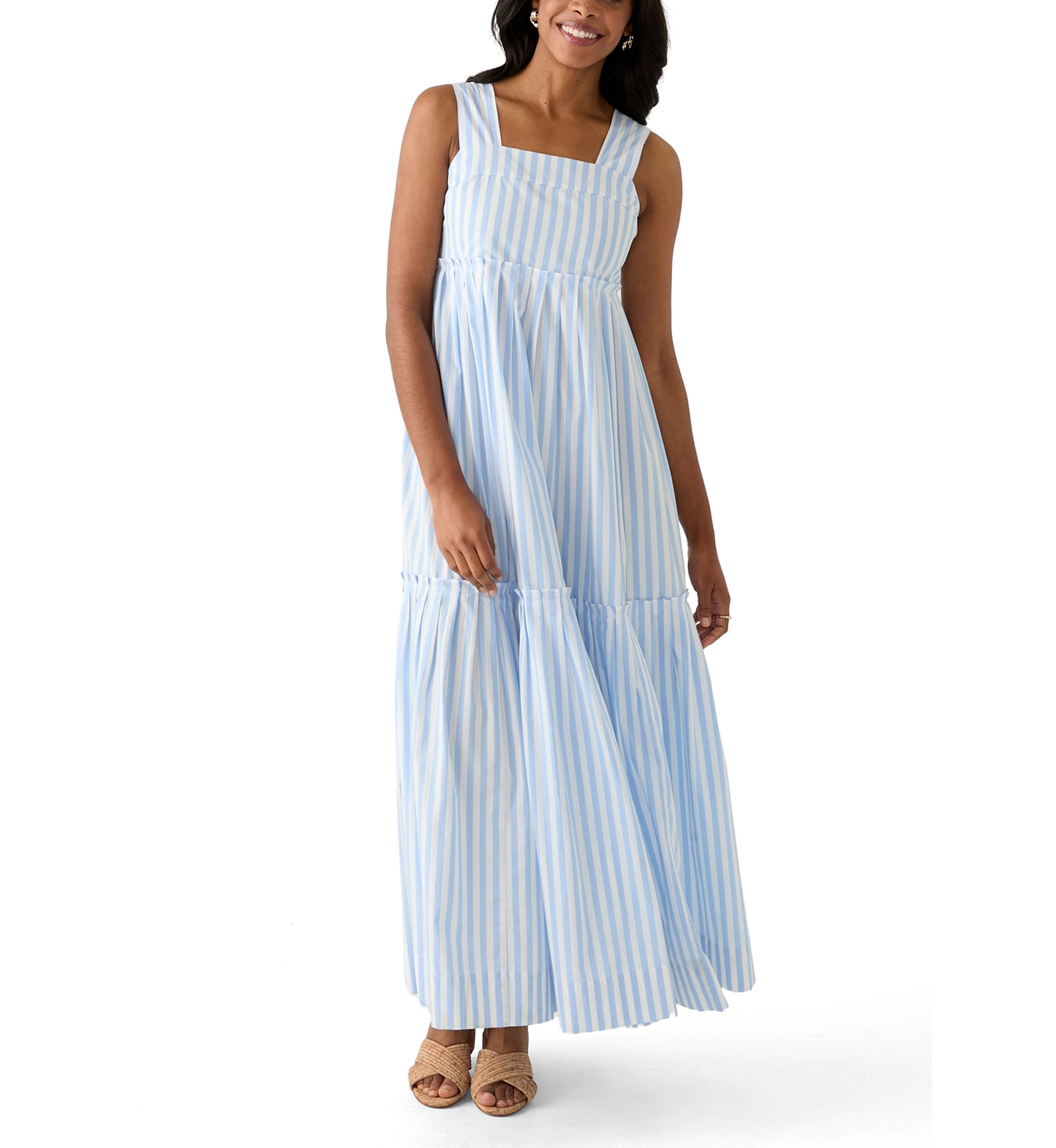 Crown & Ivy Women's Sleeveless Striped Tiered Maxi Dress | Belk