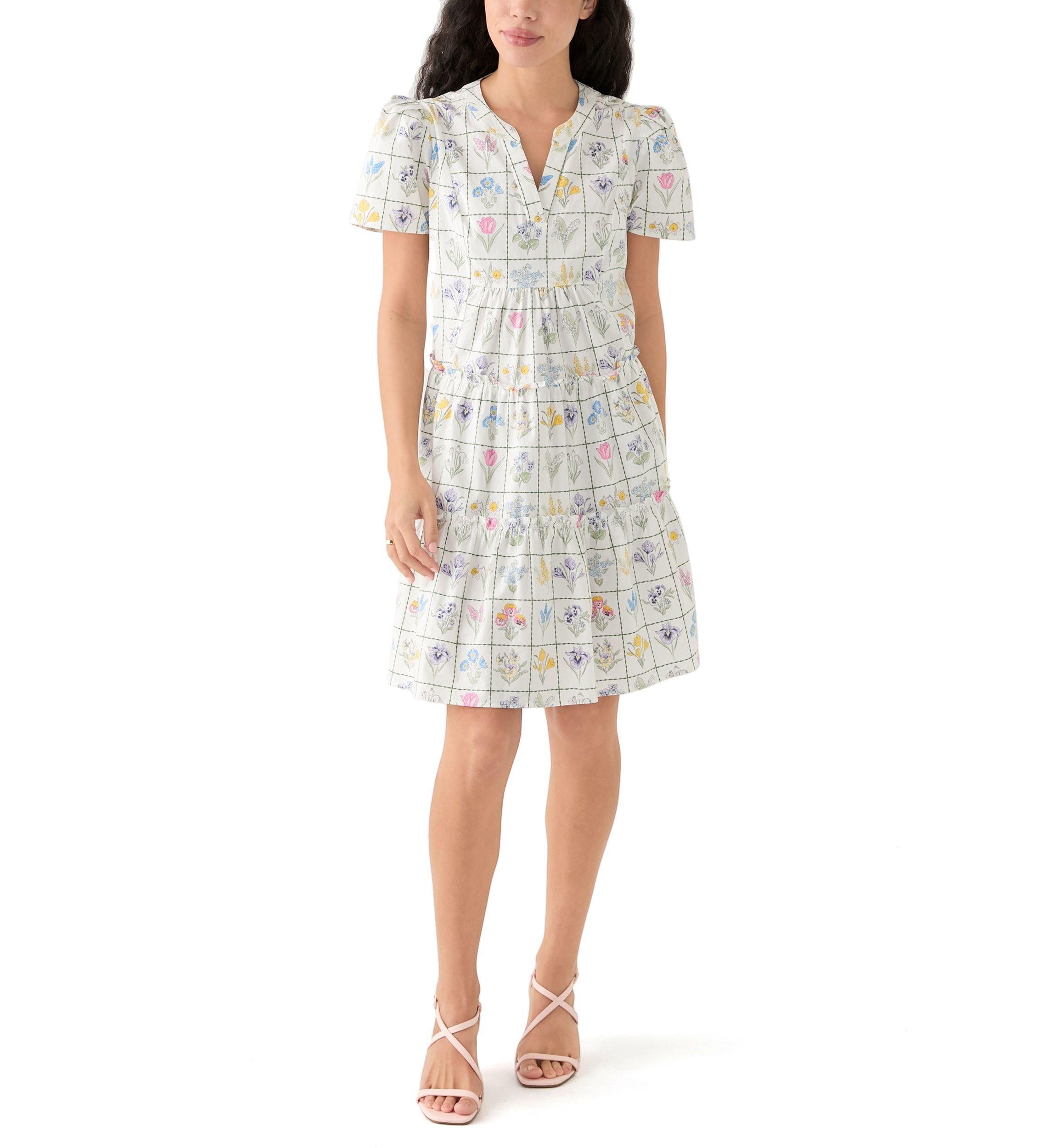 Womens Short Sleeve Tiered Dress