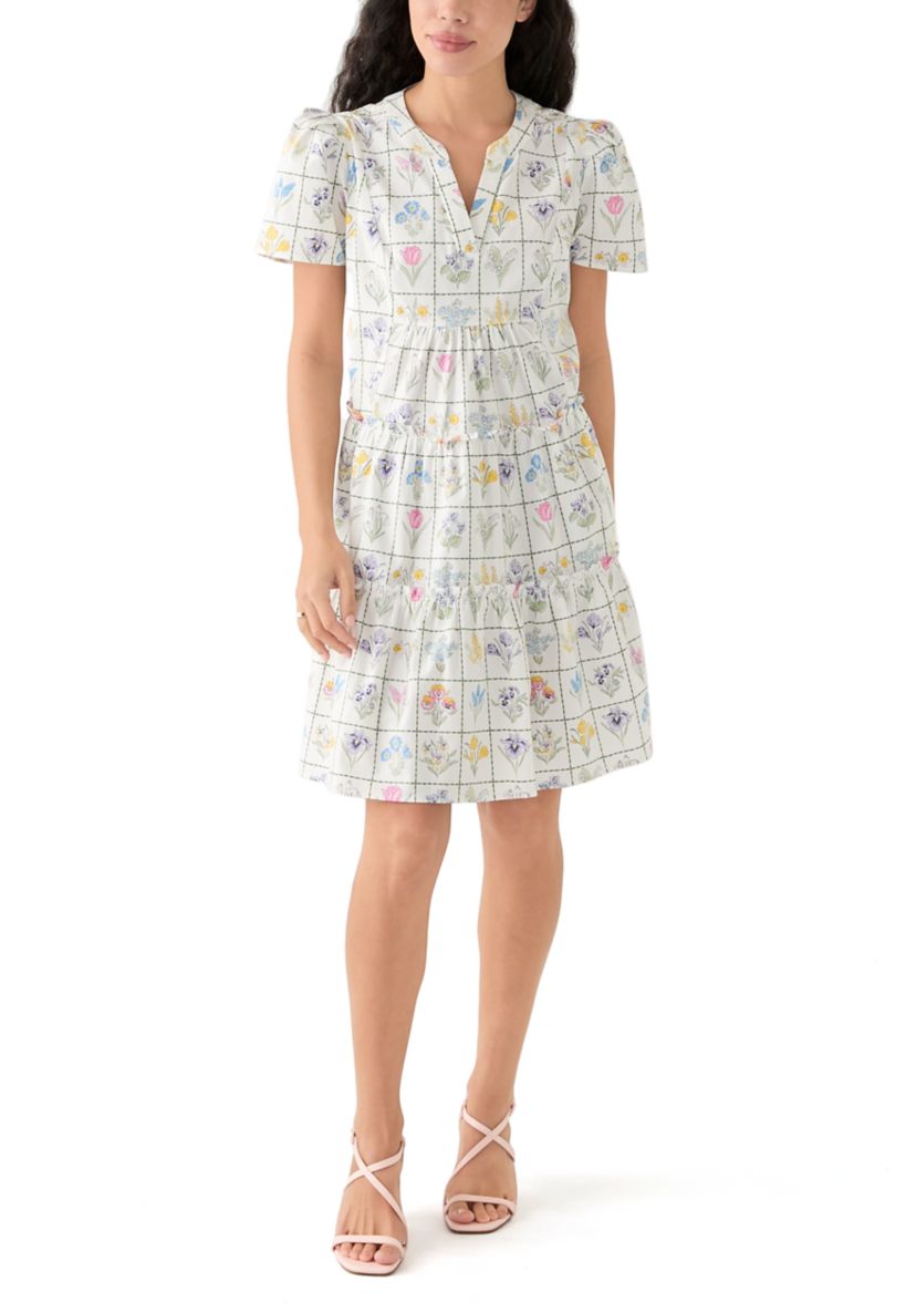 Womens Short Sleeve Tiered Dress