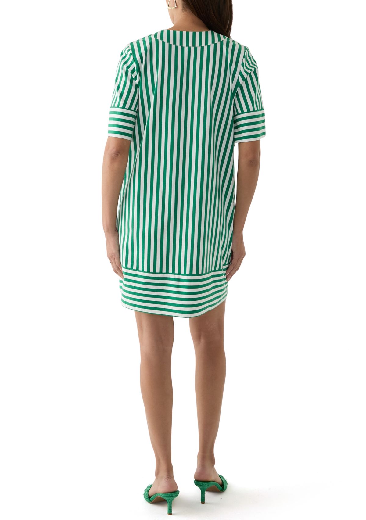 Womens Elbow Sleeve V-Neck Chevron Dress