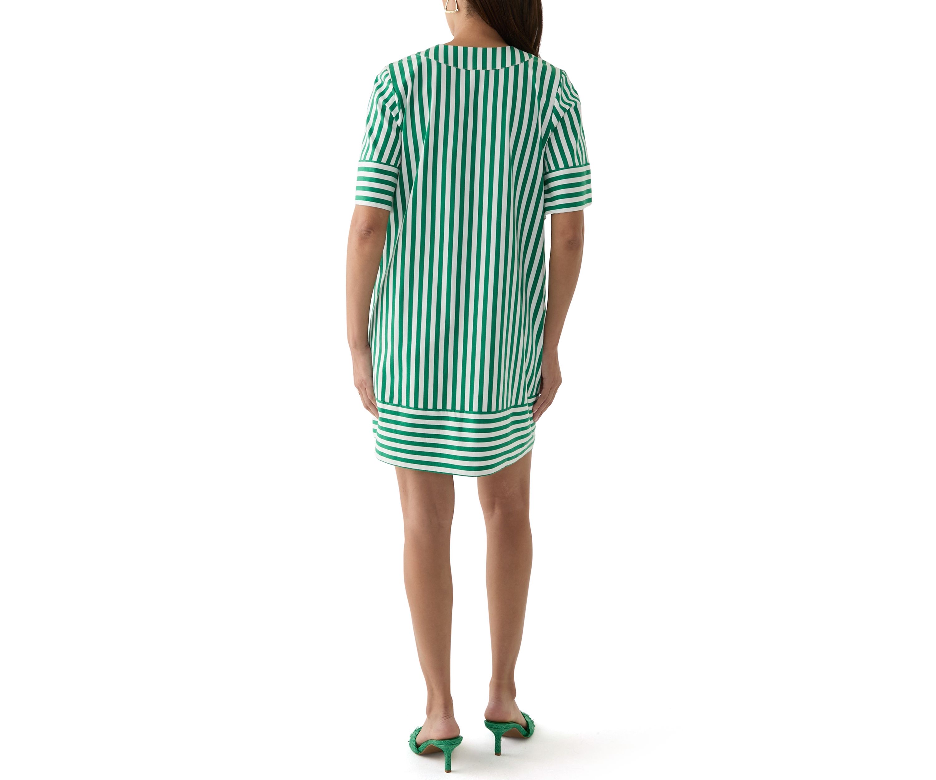 Womens Elbow Sleeve V-Neck Chevron Dress