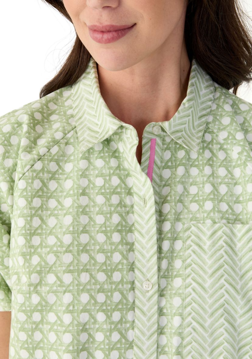 Womens Printed Flounce Hem Shirtdress