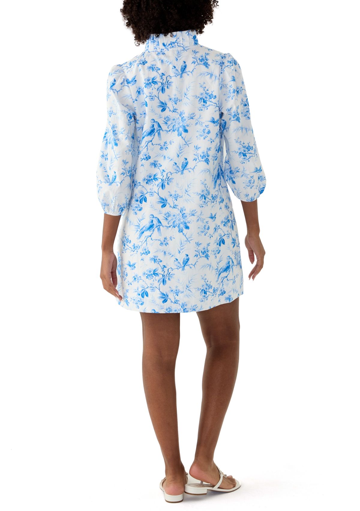 Womens Printed Ruffle Neck Dress