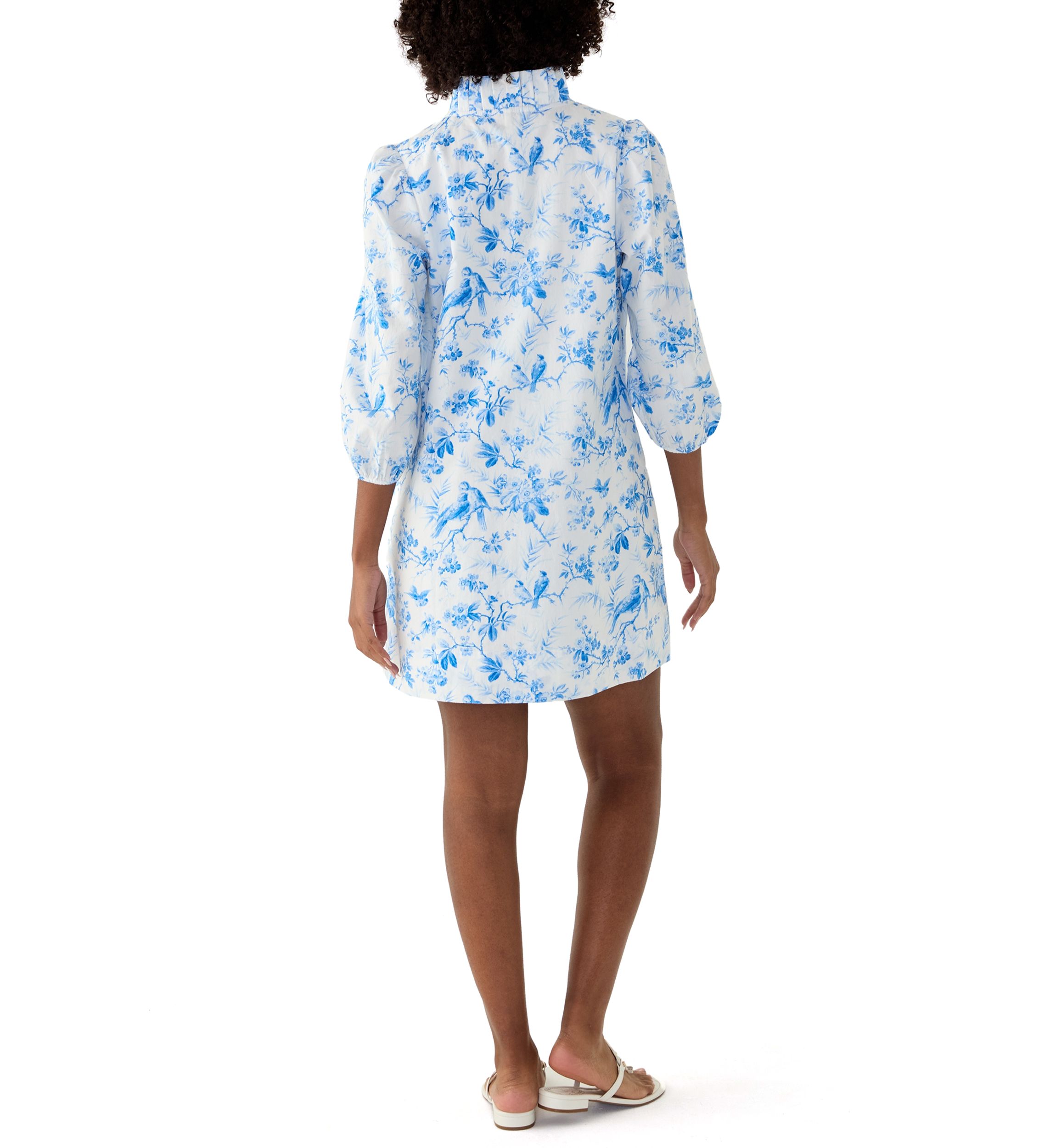 Womens Printed Ruffle Neck Dress