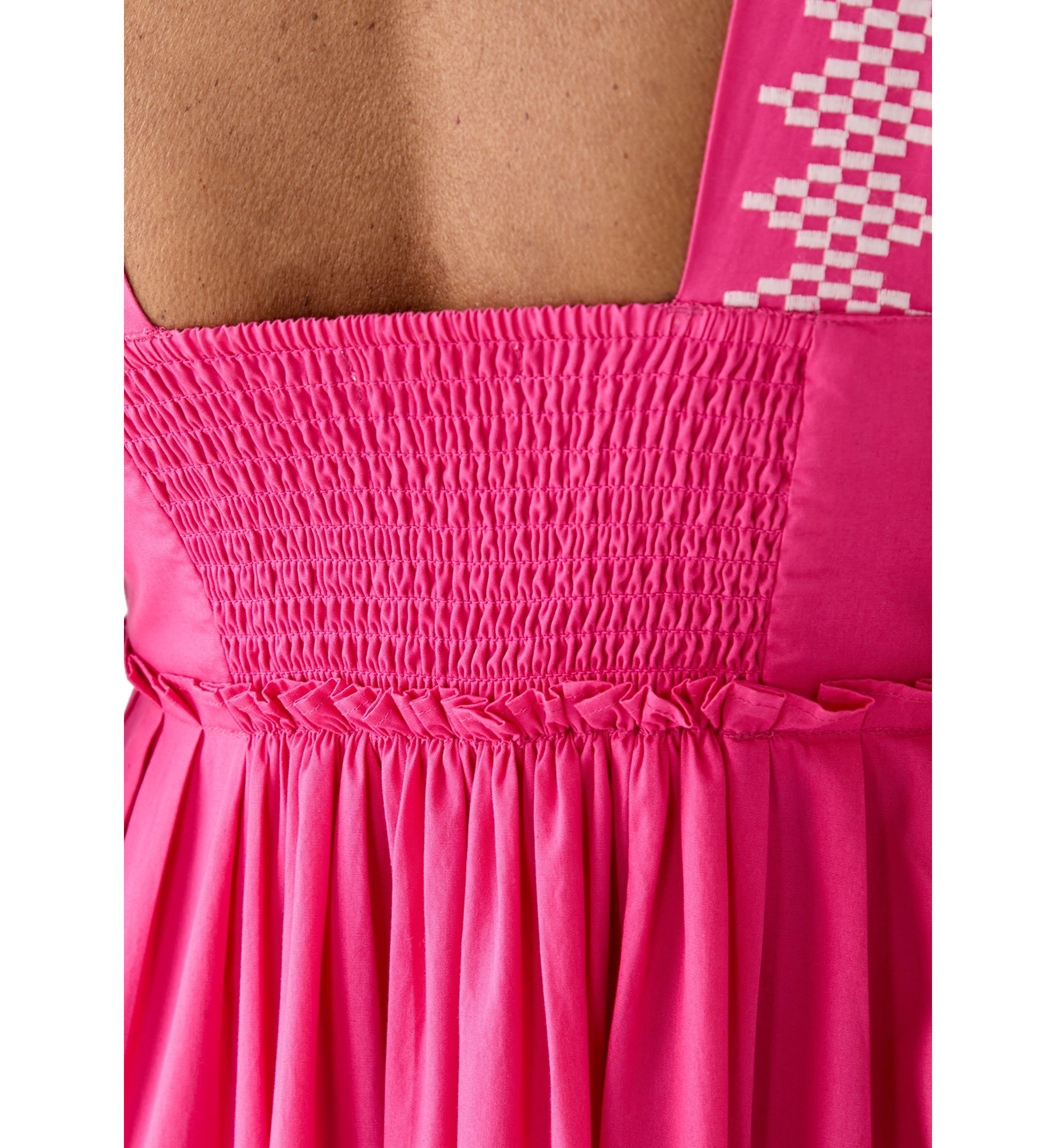 Womens Sleeveless Embroidered Tiered Maxi Dress