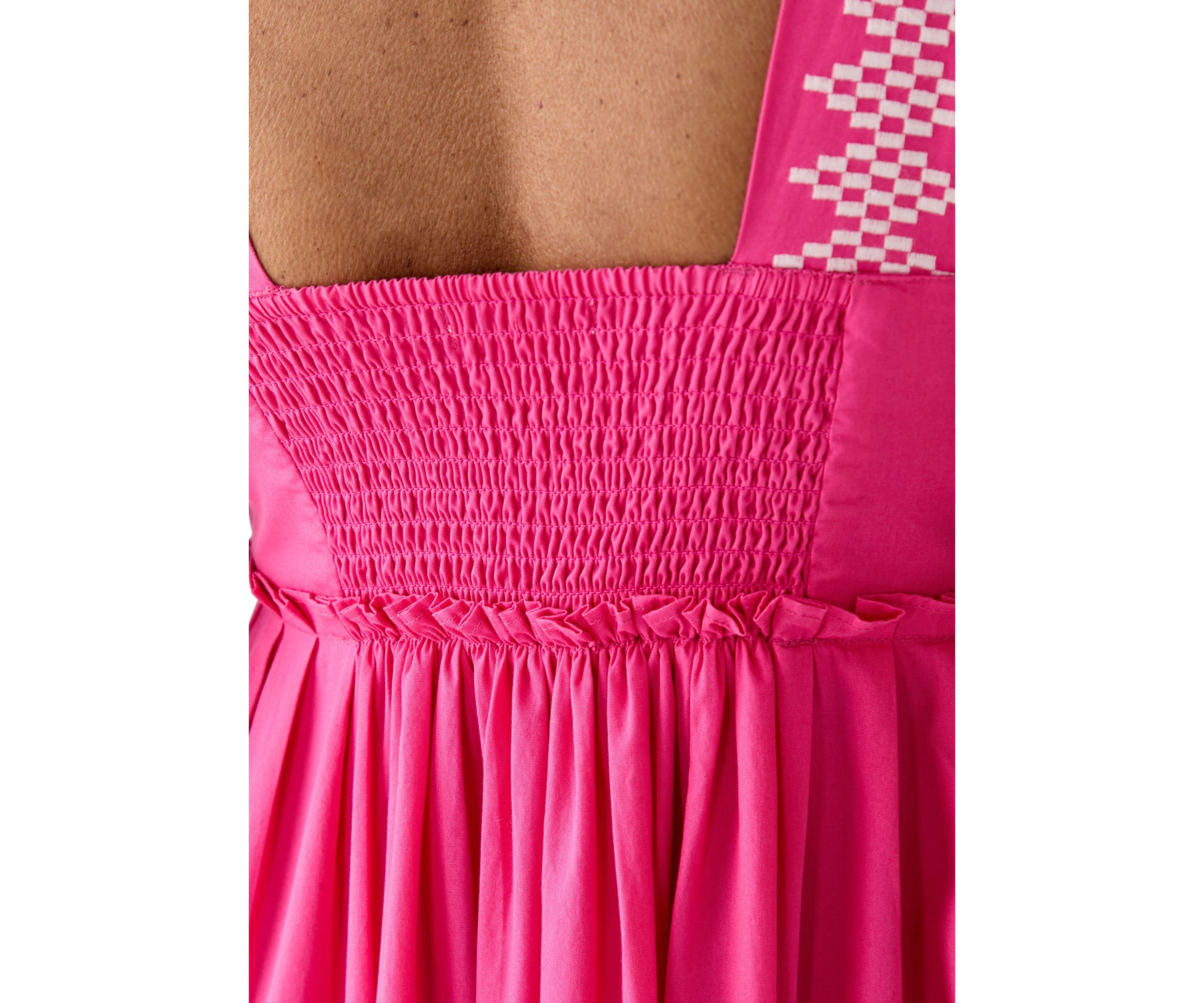 Womens Sleeveless Embroidered Tiered Maxi Dress