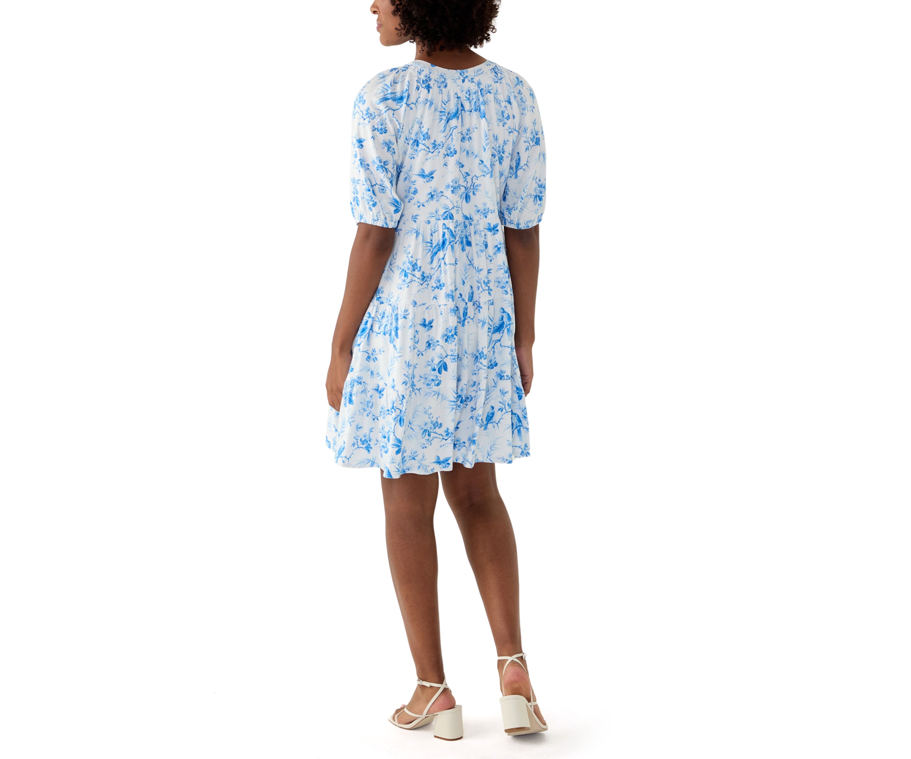 Womens Printed Peasant Dress