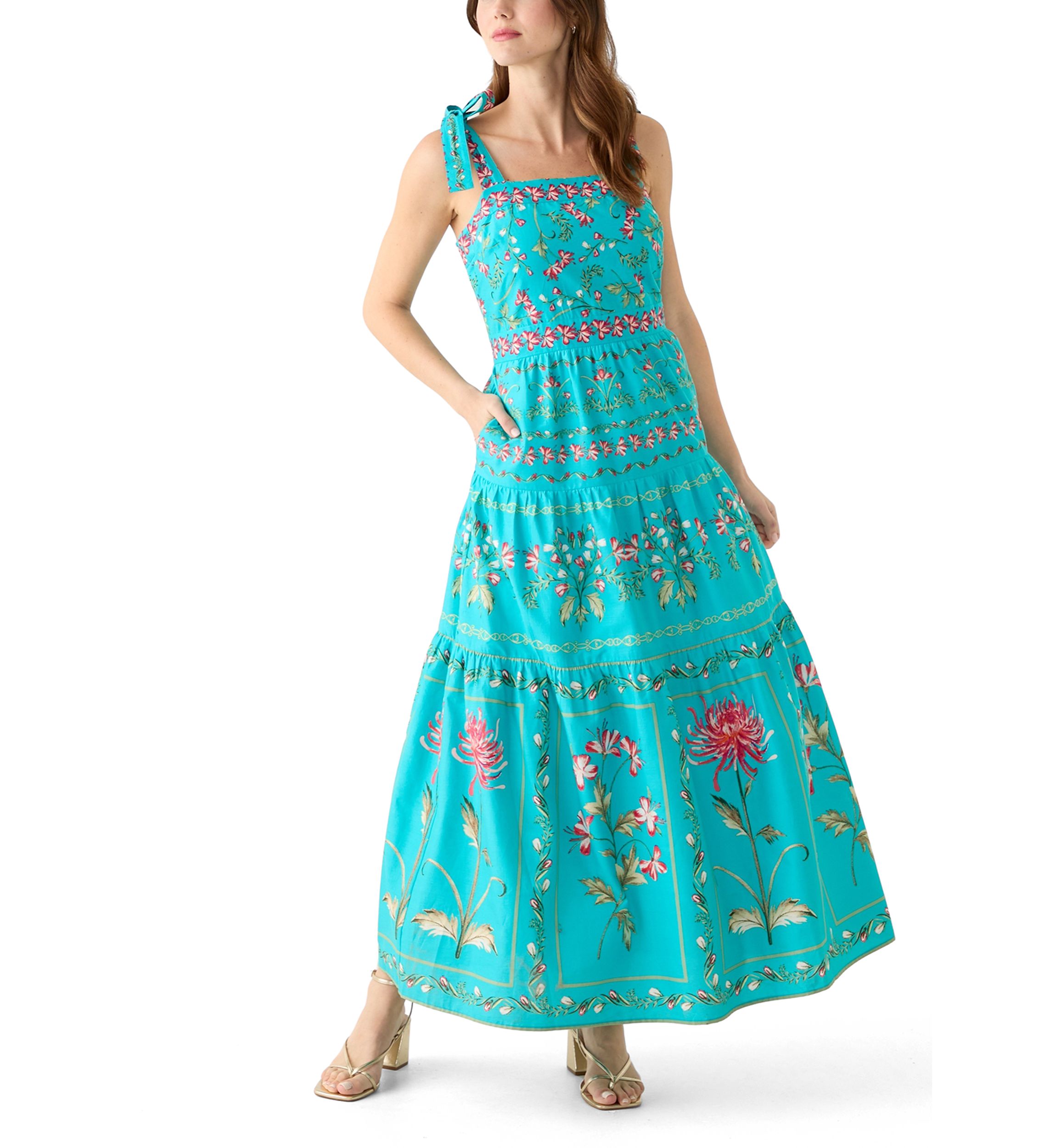 Womens Sleeveless Printed Maxi Dress