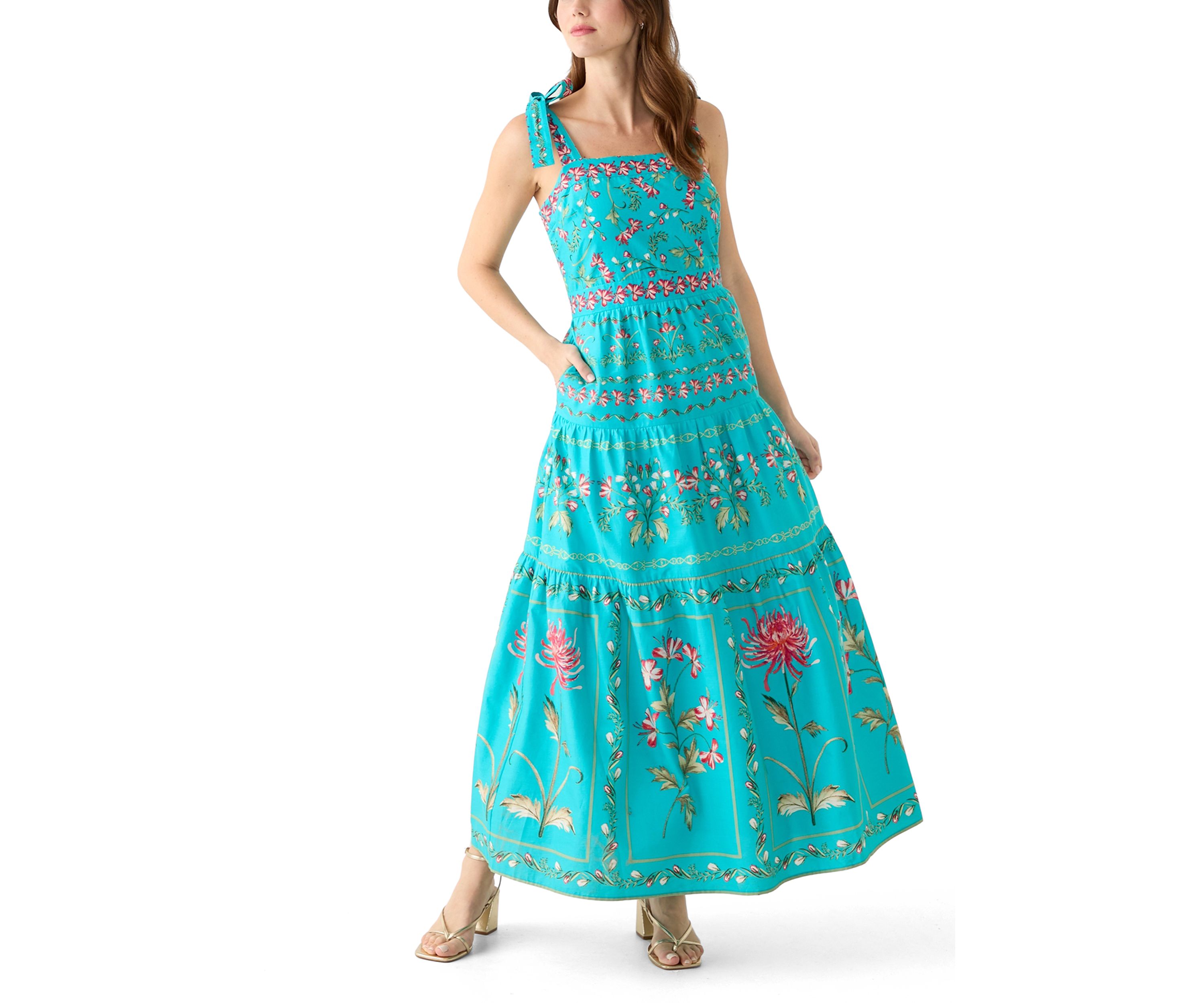 Womens Sleeveless Printed Maxi Dress