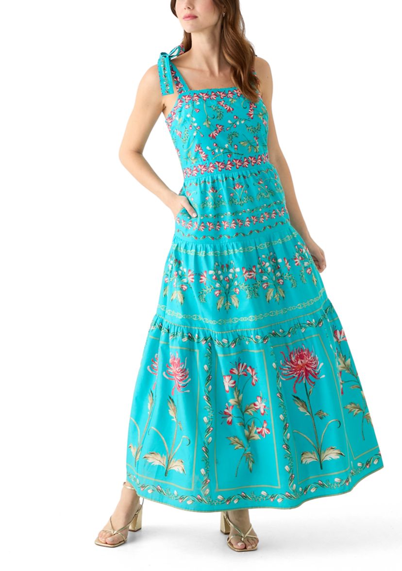 Womens Sleeveless Printed Maxi Dress