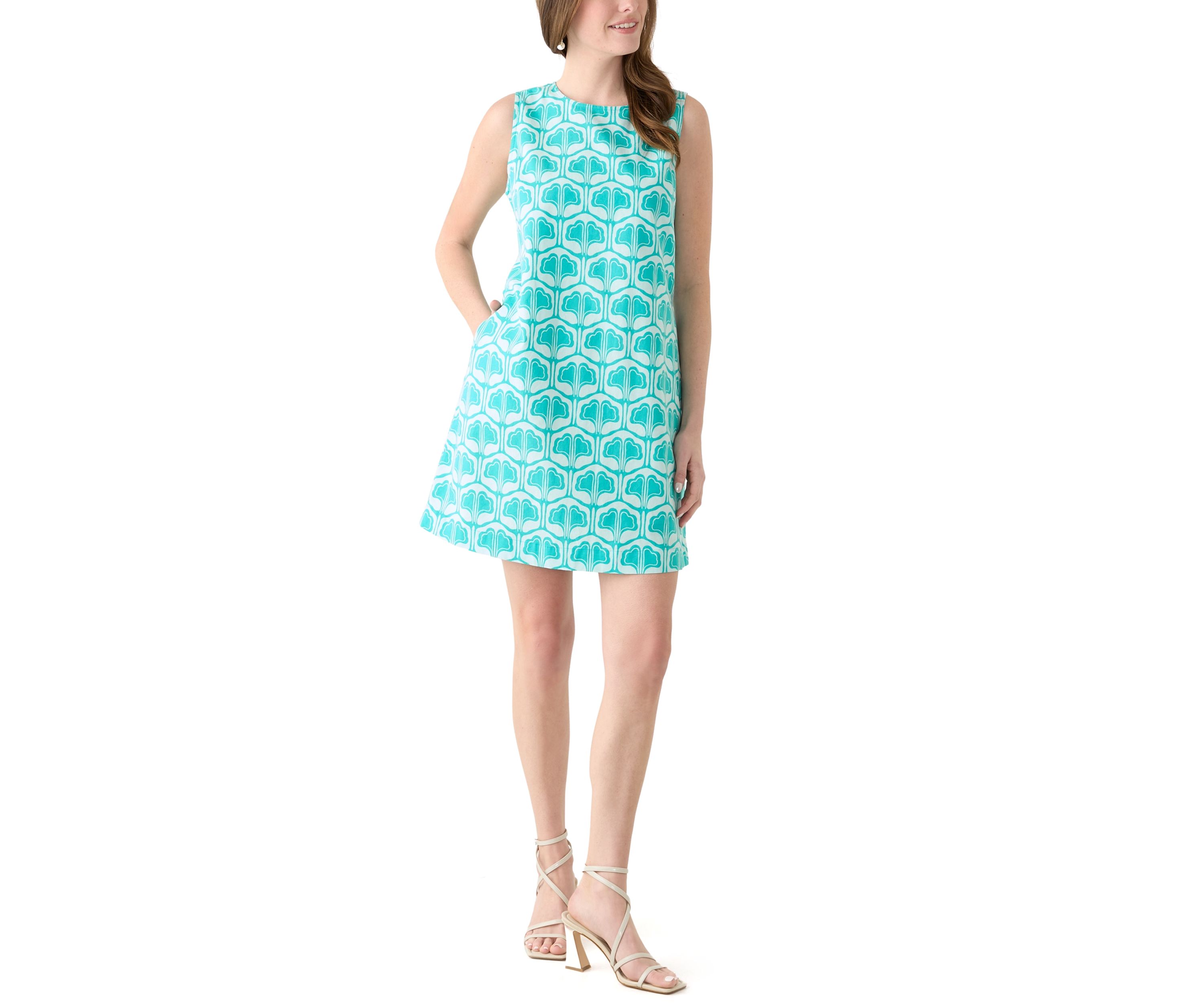Womens Sleeveless Straight Printed Dress