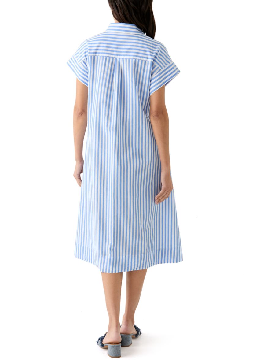 Womens Short Sleeve Yarn Dyed Straight Dress