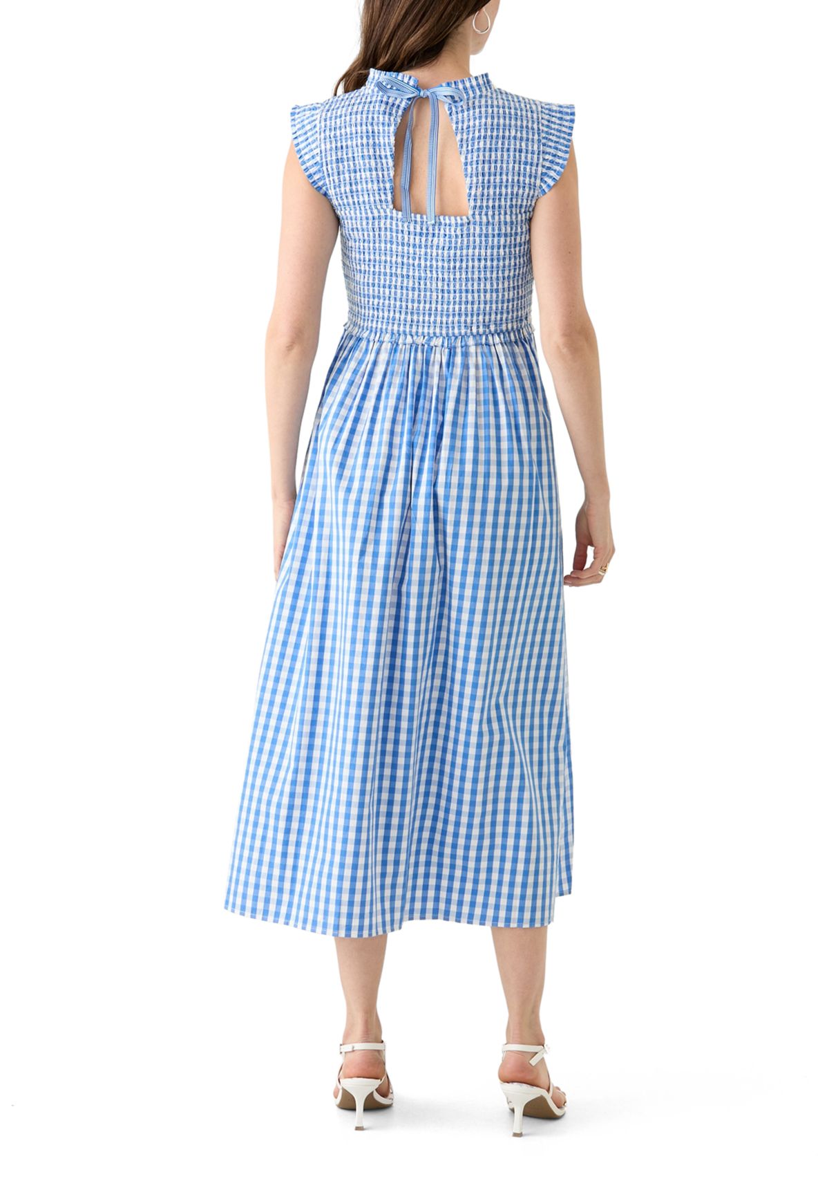 Womens Sleeveless Smocked Midi Dress