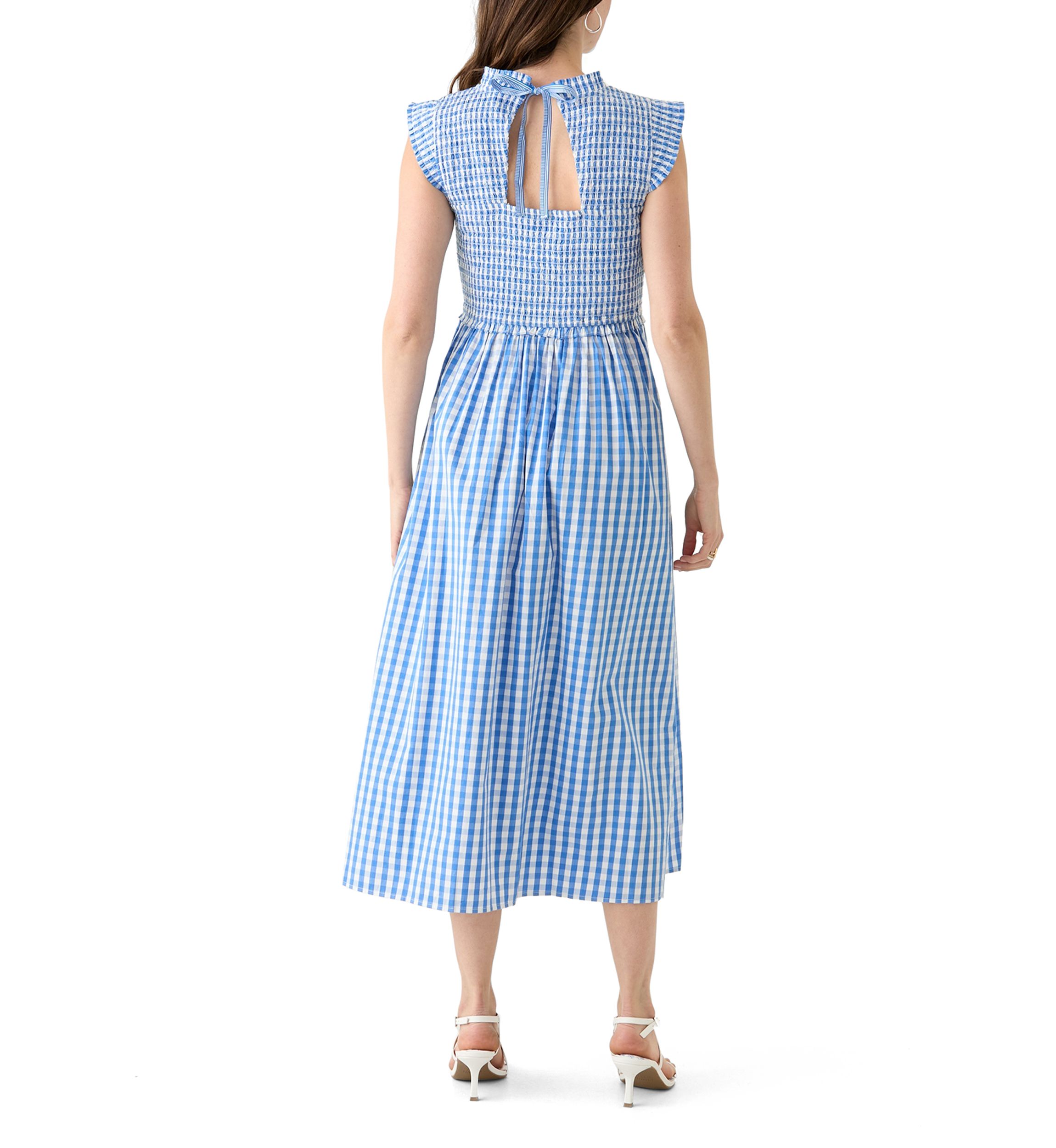 Womens Sleeveless Smocked Midi Dress