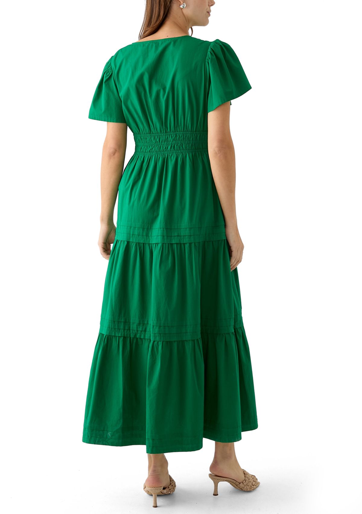Womens Solid Waisted Midi Dress
