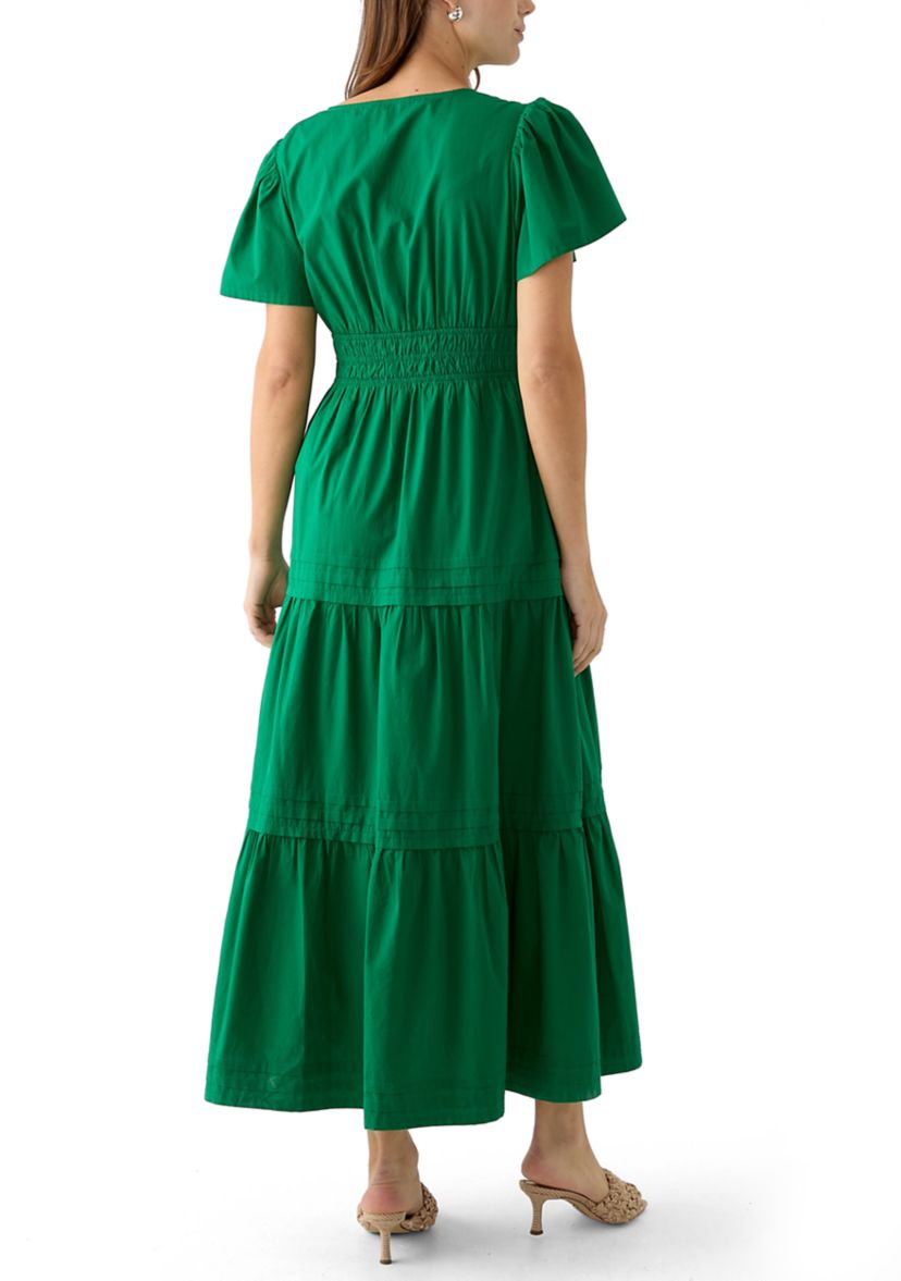Womens Solid Waisted Midi Dress