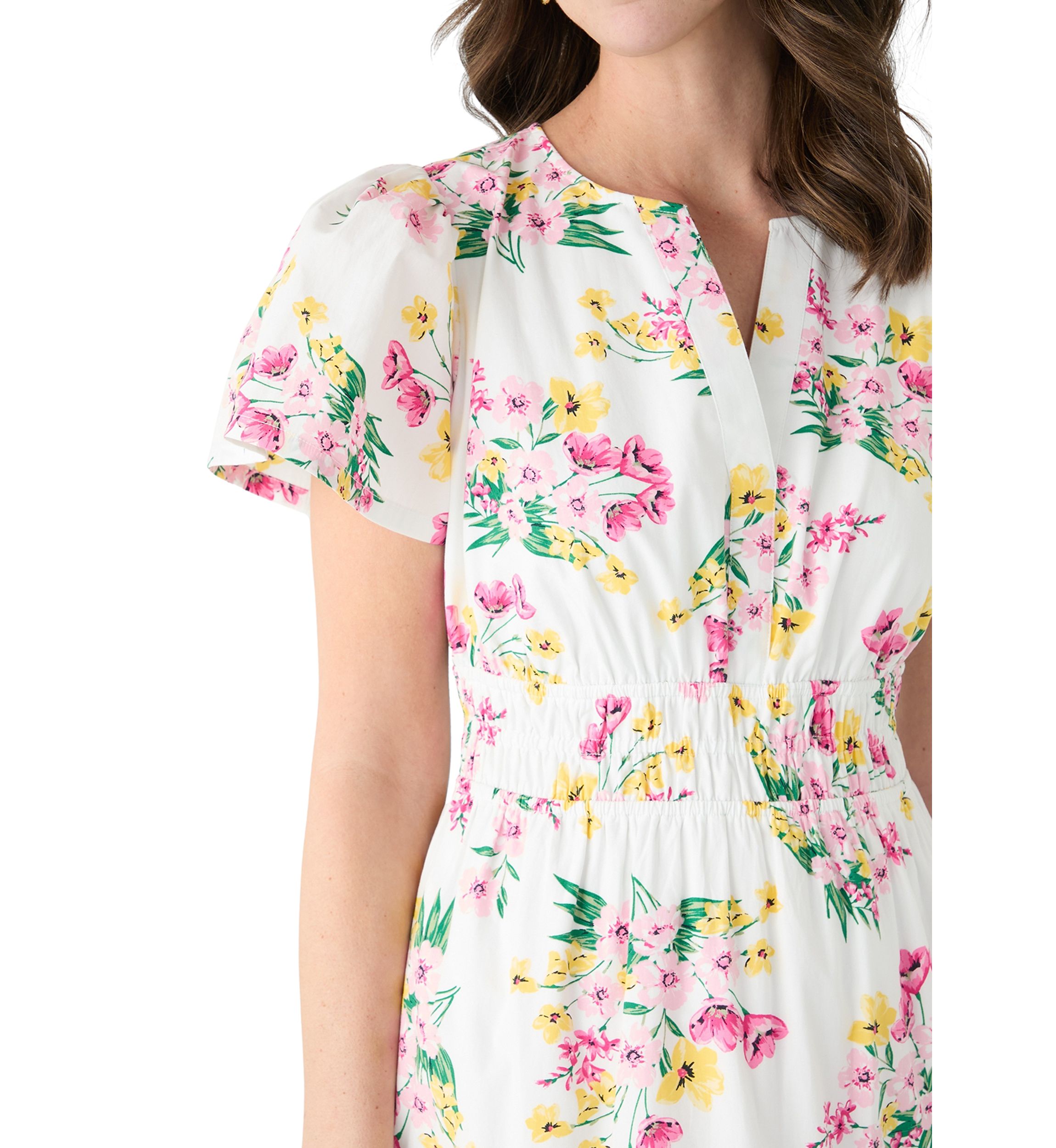 Womens Printed Waisted Midi Dress