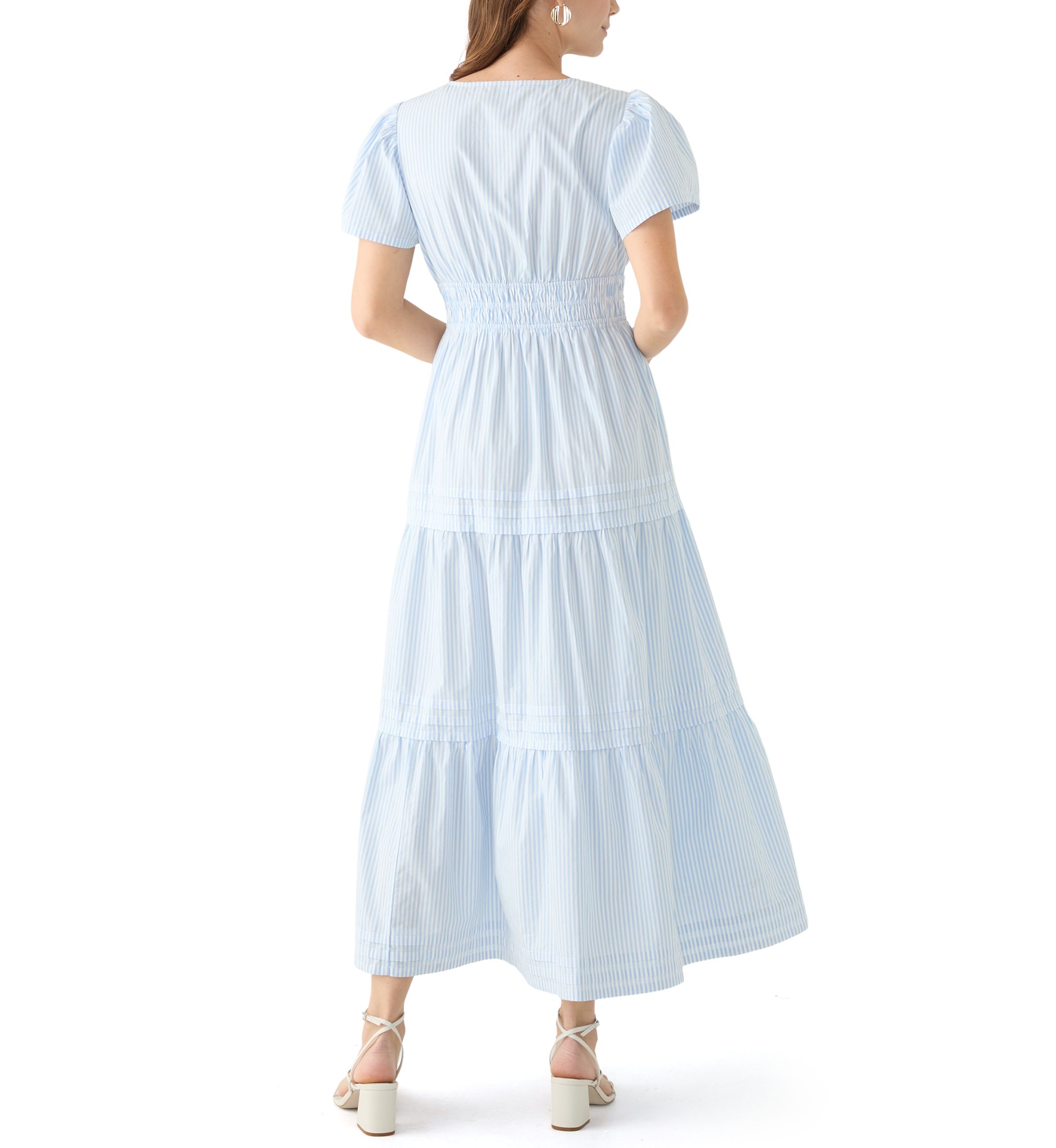Womens Short Sleeve Waisted Midi Dress