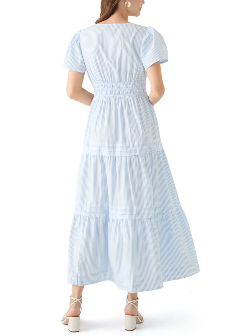 Womens Short Sleeve Waisted Midi Dress