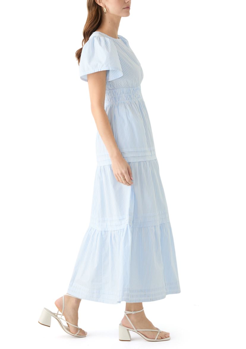 Womens Short Sleeve Waisted Midi Dress