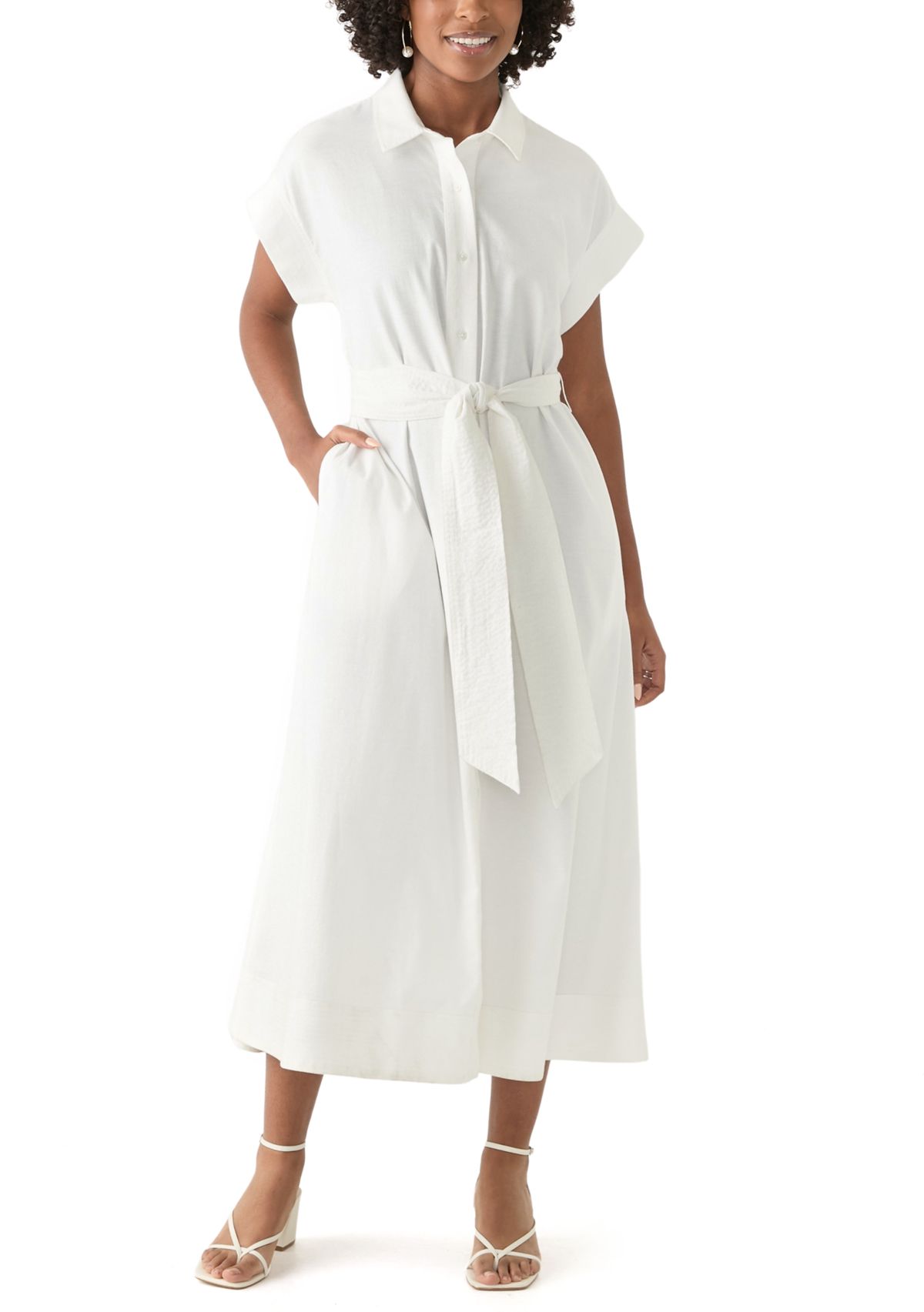 Womens Short Dolman Sleeve Midi Dress