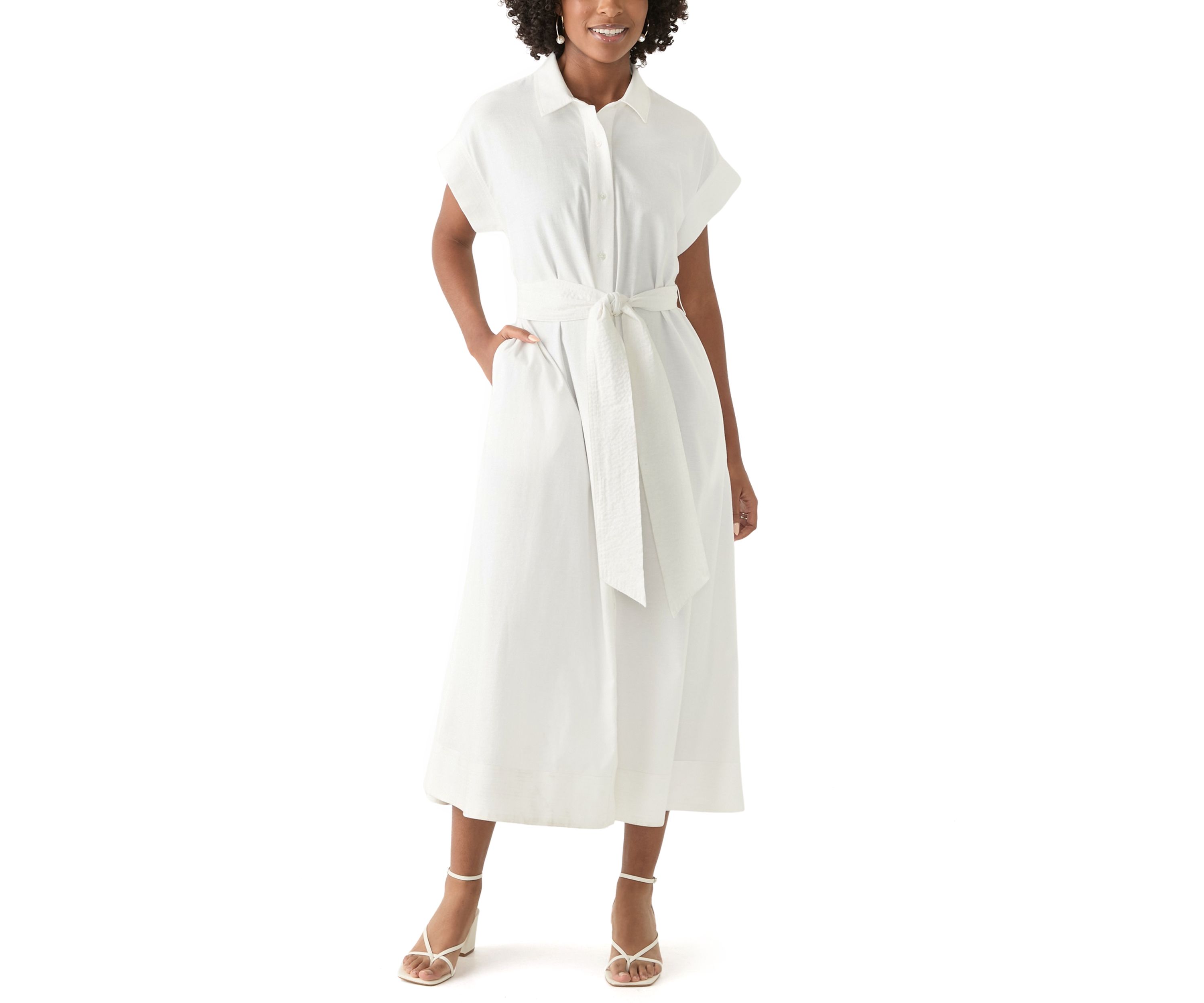Womens Short Dolman Sleeve Midi Dress